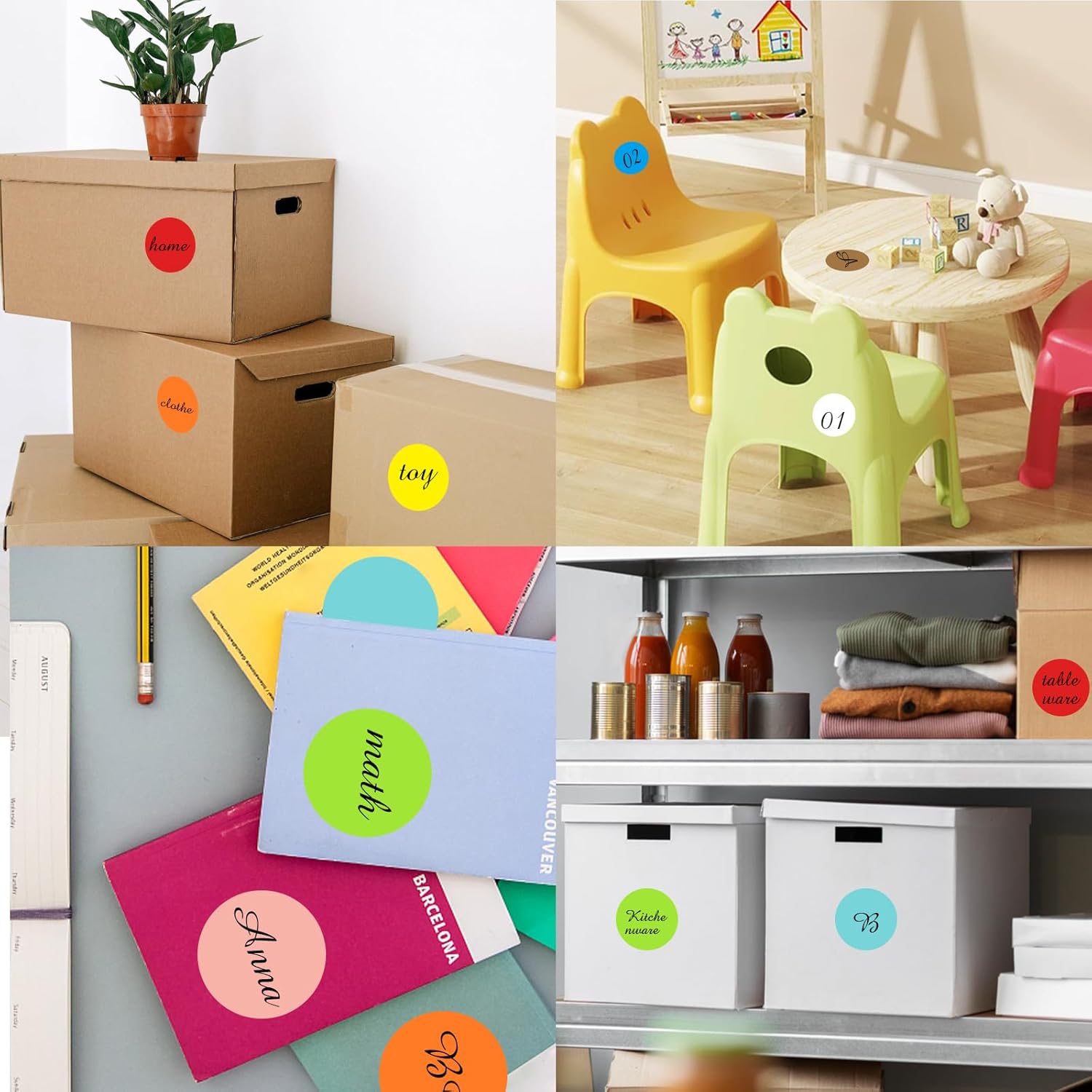 STARLIBOO Dot Stickers: 3in Removable Circle Stickers, Writable for Office, Garage/Yard Sale 200Pcs, 10 Colors