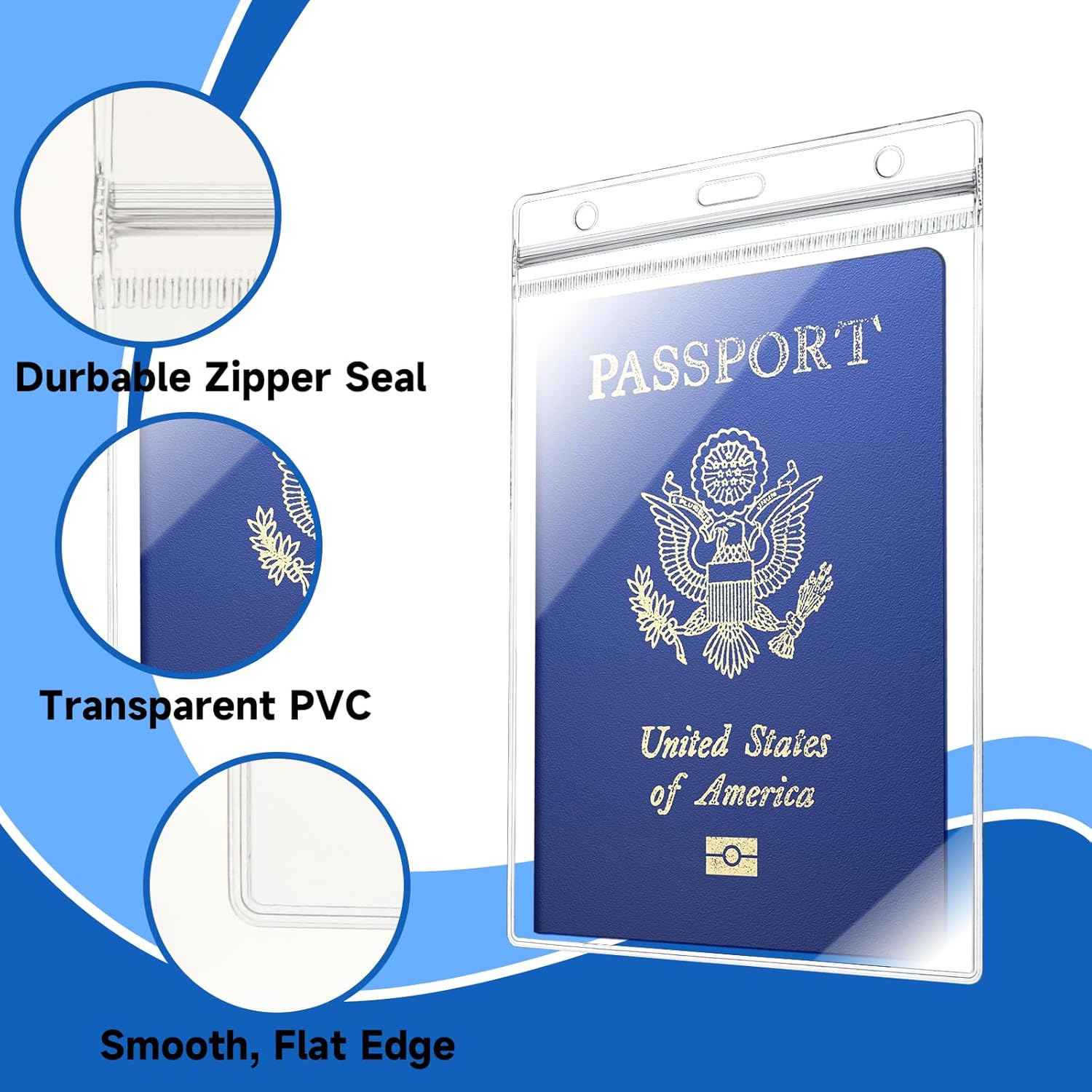 10 Pack Clear Plastic Passport Cover Holder, ID Card Holders Passports Protector, Badge Cover for Travel, Name Badges, ID, Credit Card, License Passport Holder