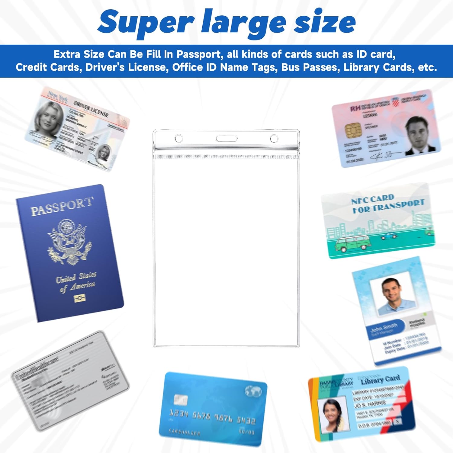 10 Pack Clear Plastic Passport Cover Holder, ID Card Holders Passports Protector, Badge Cover for Travel, Name Badges, ID, Credit Card, License Passport Holder