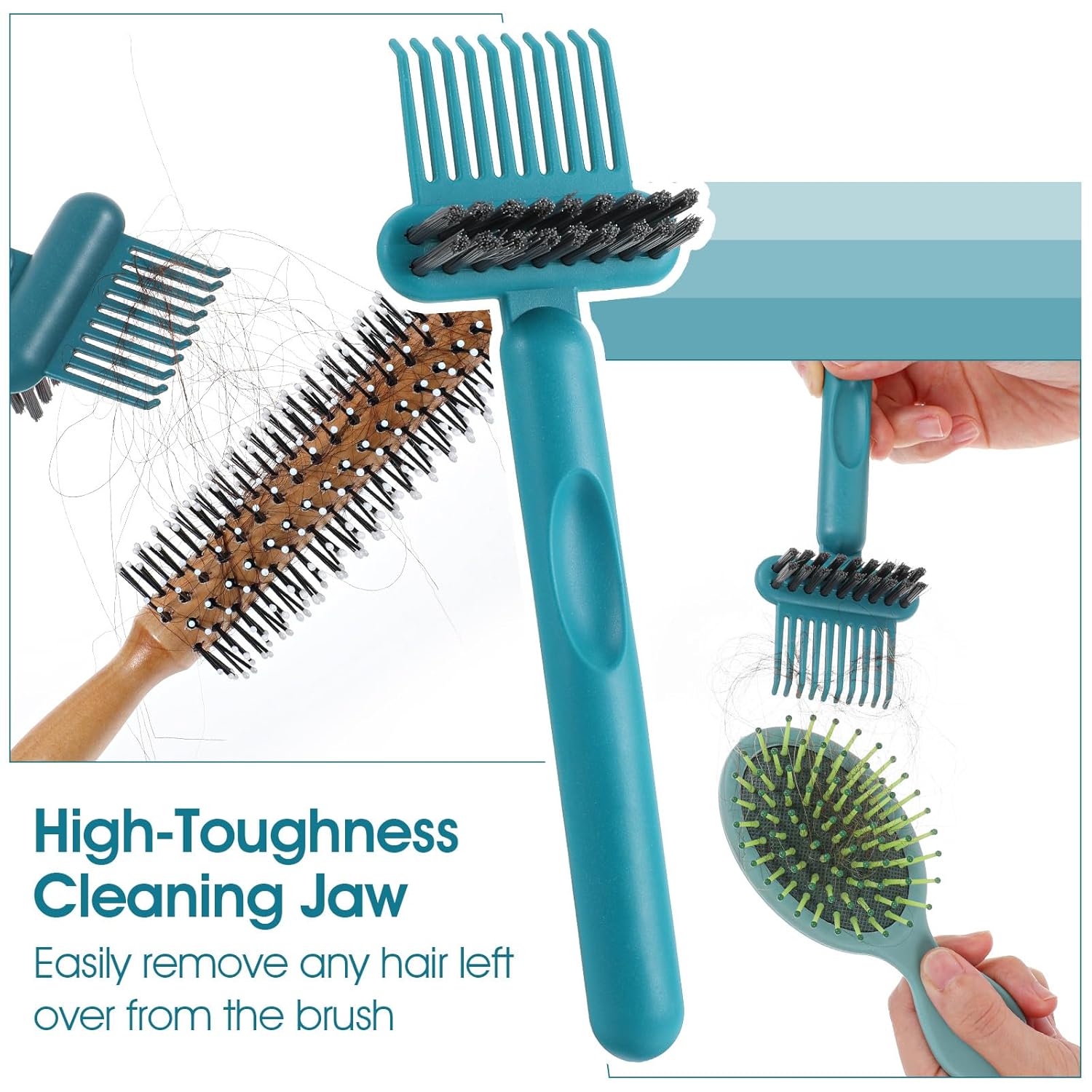 2 Pack 2-in-1 Hair Brush Cleaning Tool Hair Brush Cleaner and Remover Tool Dual-Sided Hairbrush Clean Tools for Removing Hairs and Dust Perfect for Home Salon Travel Use Green Grey