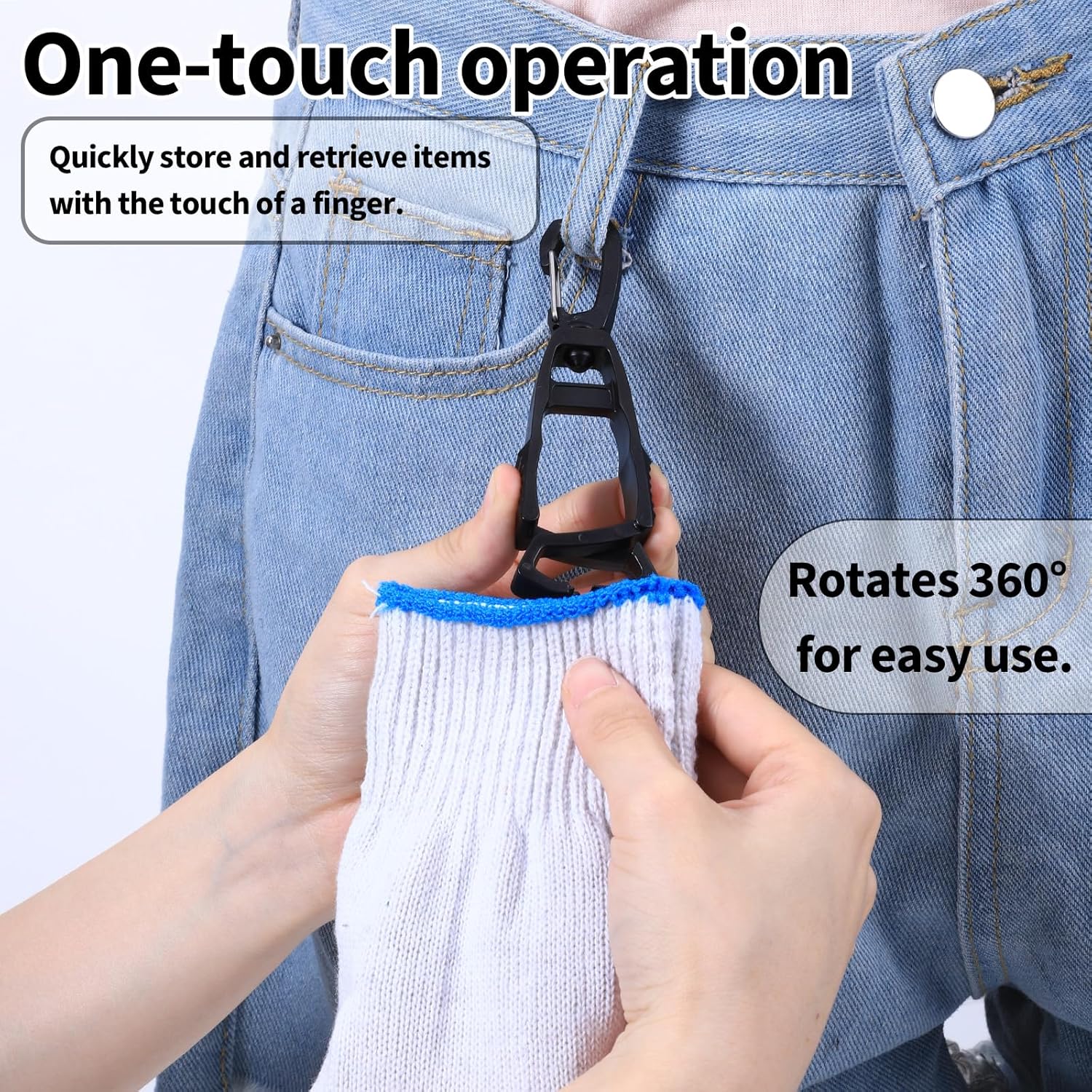 Xindojuz 6 PCS Glove Clips for Work Glove Holders, Powerful Bite Gloves Holder Clip for Duty Belt and Pants Prevent Loss and Free Hands Gloves Clips for Construction Improve Work Efficiency and Safety