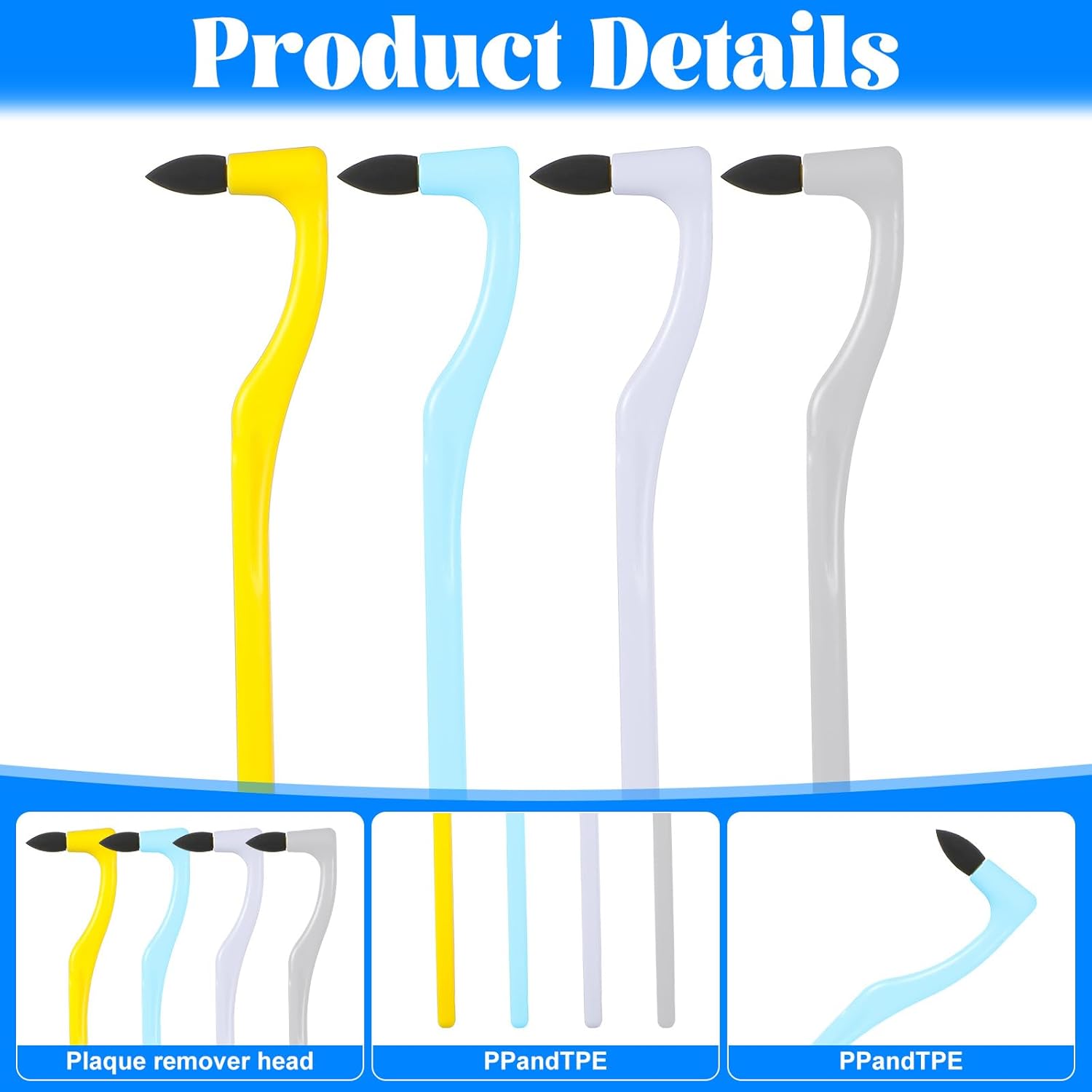 4 PCS Dental Tooth Stain Eraser Removers, Dental Plaque Tartar Eraser Polisher Professional Dental Picks Tooth Polisher and Plaque Remover for Teeth Whitening Polishing Adult Oral Care 4 Color