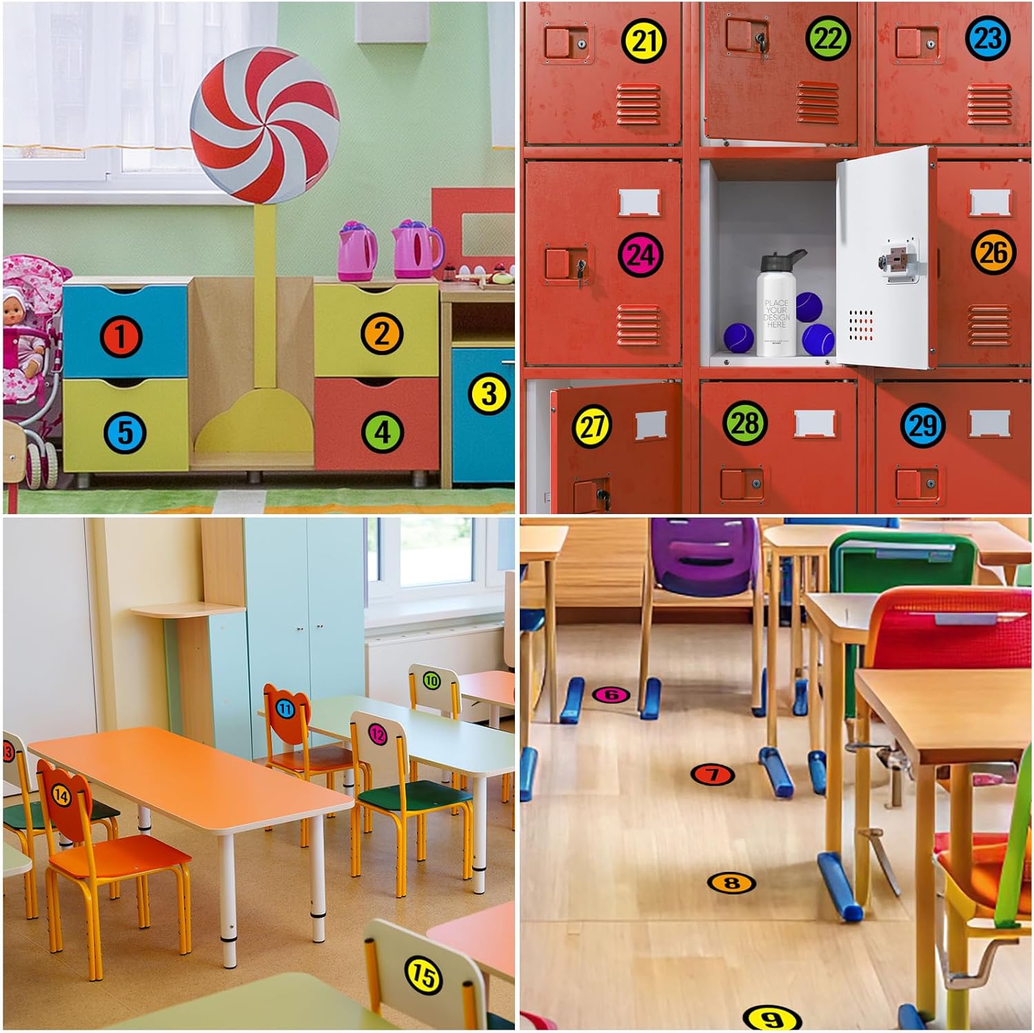 Line up Spots for Classroom Floor- Number Spot Markers Stickers, 36Pcs Floor Numbers for Classroom Lining up Number Stickers for Back to School Kindergarten Preschool Elementary Supplies