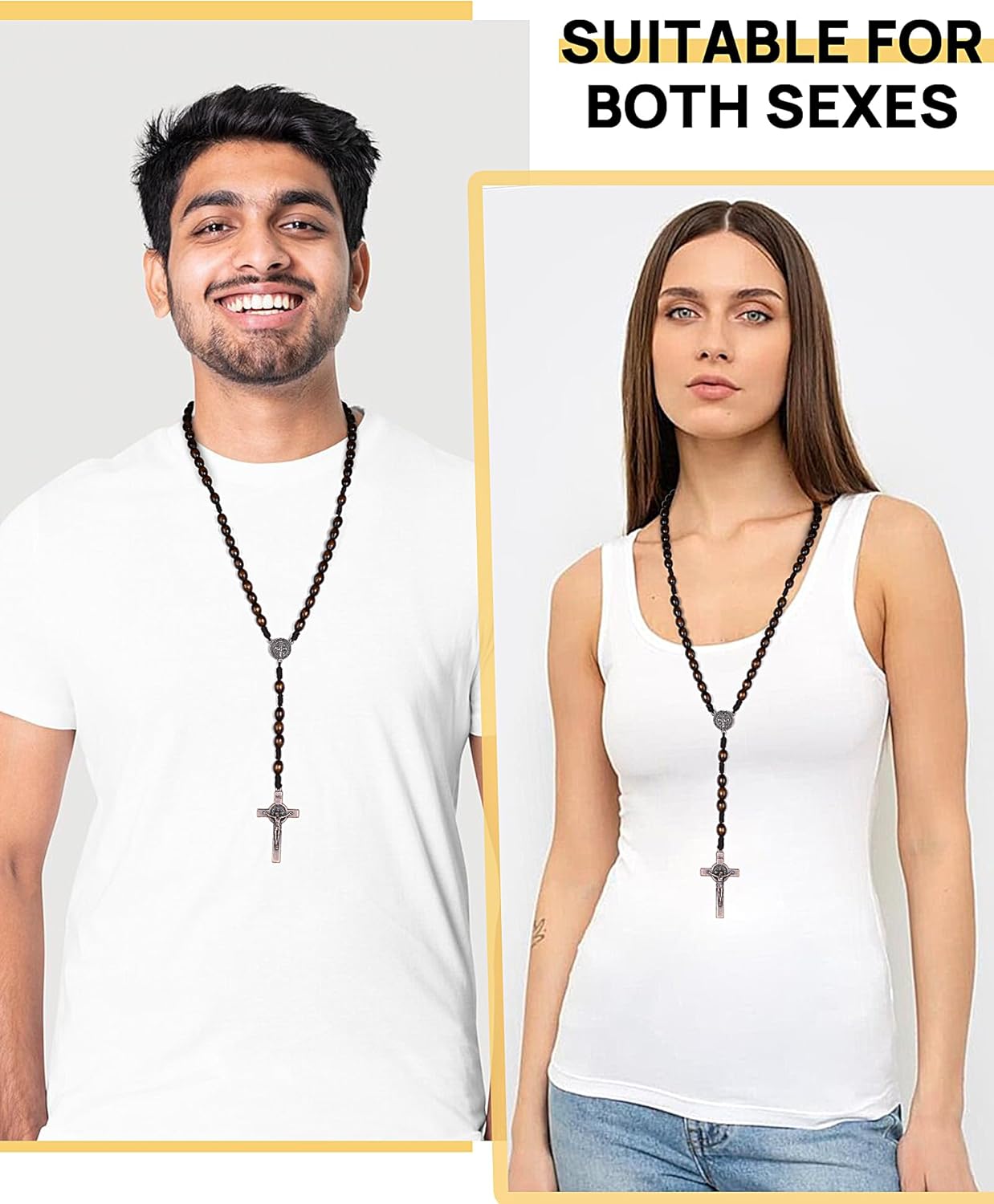 Rosary Beads Handmade Wooden Rosarios Catolicos l Cross For Catholic Or Christian Gift Woven Coffee Color