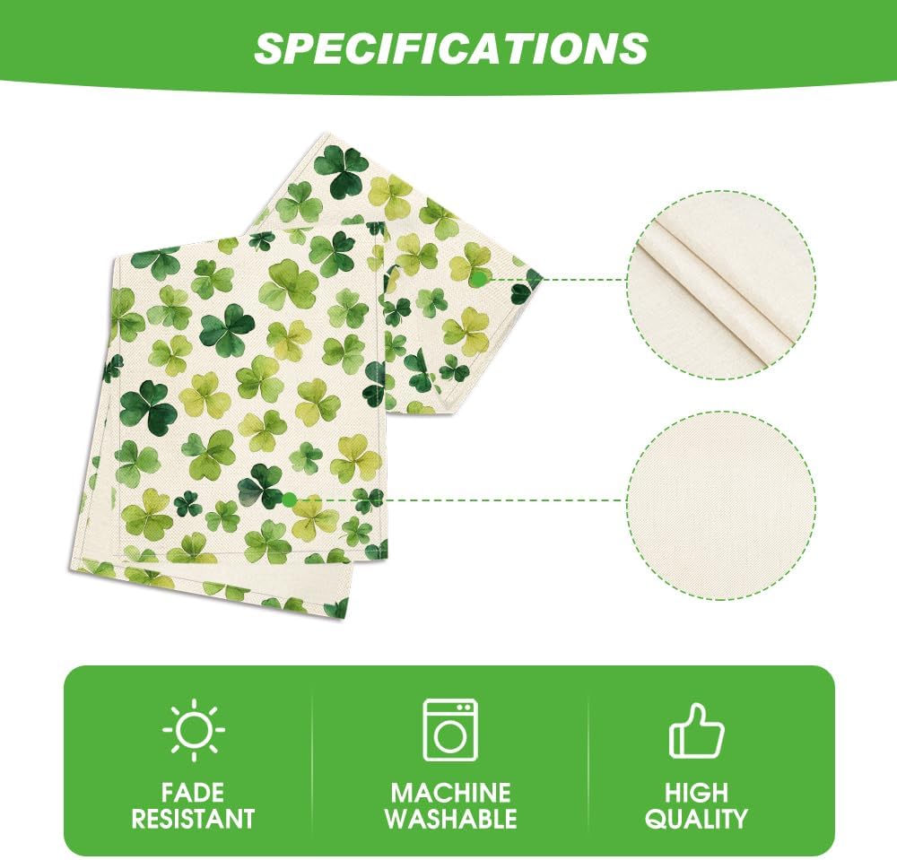 Shamrock St. Patrick's Day Table Runner, Seasonal Spring Lucky Kitchen Dining Table Decoration for Home Party Decor 13 x 72 Inch