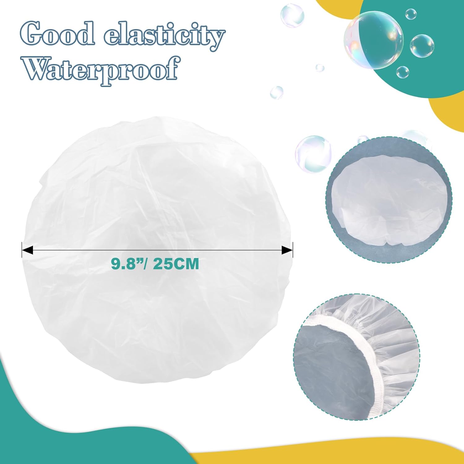 6 Shower Cap Reusable Waterproof - Unisex Plastic Shower Cap Plastic Caps Hair Treatment Deep Conditioning Hair Cap Shower Hair Care Bathing Cap Travel Essentials Washable Hair Cover Women Men