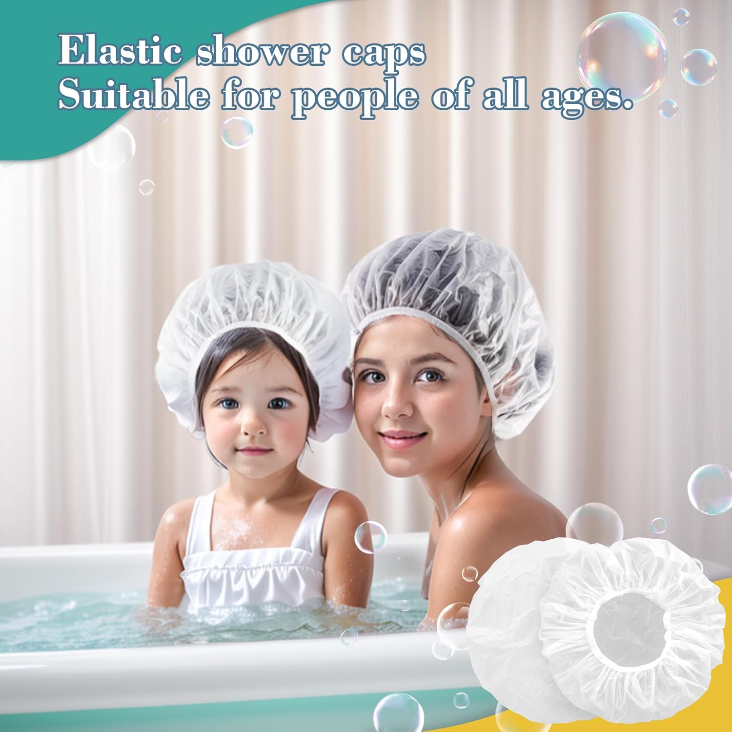 6 Shower Cap Reusable Waterproof - Unisex Plastic Shower Cap Plastic Caps Hair Treatment Deep Conditioning Hair Cap Shower Hair Care Bathing Cap Travel Essentials Washable Hair Cover Women Men