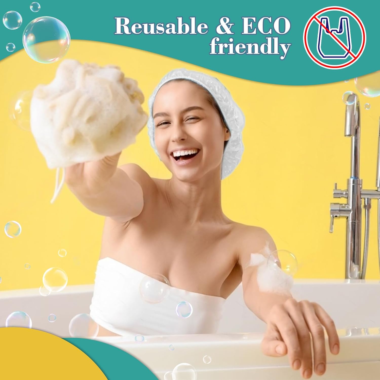 6 Shower Cap Reusable Waterproof - Unisex Plastic Shower Cap Plastic Caps Hair Treatment Deep Conditioning Hair Cap Shower Hair Care Bathing Cap Travel Essentials Washable Hair Cover Women Men