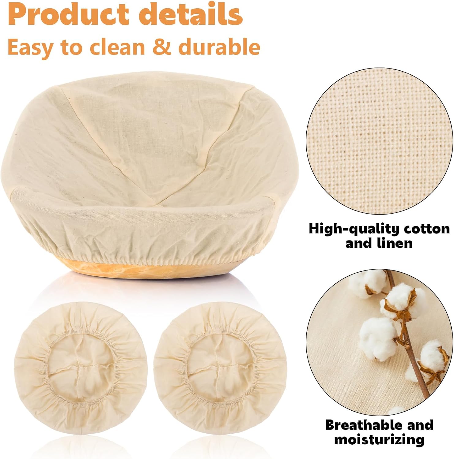 2pcs Banneton Liner Reusable - Banneton Bread Proofing Basket Liner Elastic Cloth Bowl Covers for Bread Rising Sour Dough Proofing Covers Sourdough Making Accessories Baking Supplies