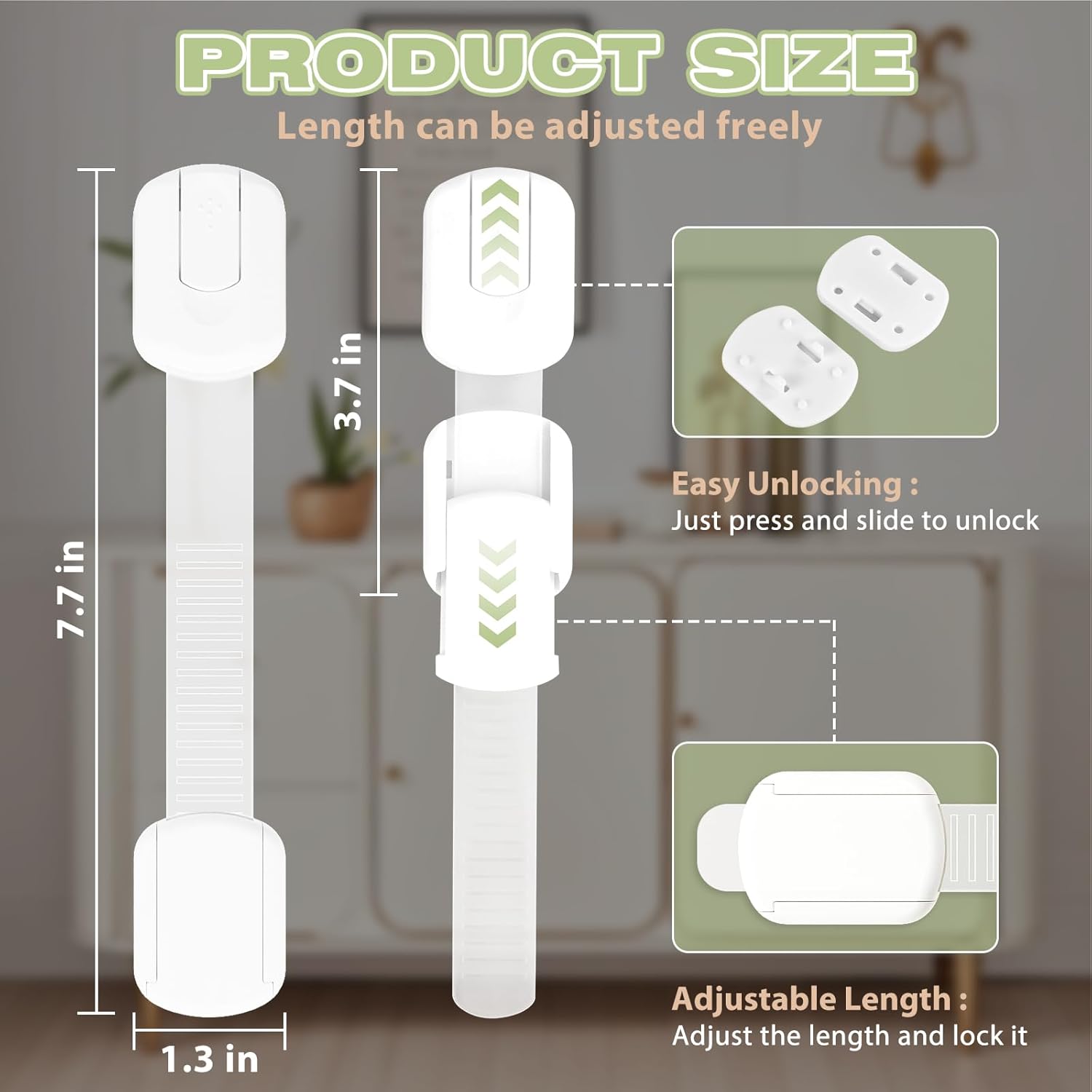 8-pack Child Safety Cabinet Locks, Child-proof Cabinet Locks with 3M Adhesive, No Drilling Required, Multipurpose Baby-proof Cabinet Locks For Drawers, Fridge, Cabinets, Toilet Seat and More
