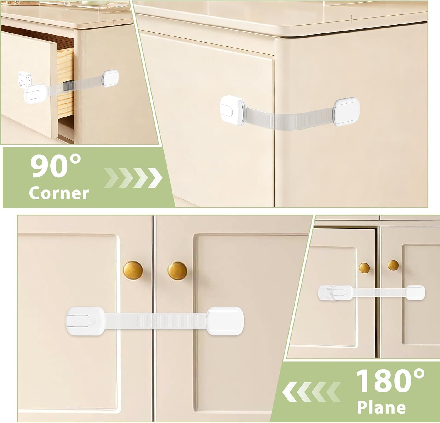 8-pack Child Safety Cabinet Locks, Child-proof Cabinet Locks with 3M Adhesive, No Drilling Required, Multipurpose Baby-proof Cabinet Locks For Drawers, Fridge, Cabinets, Toilet Seat and More