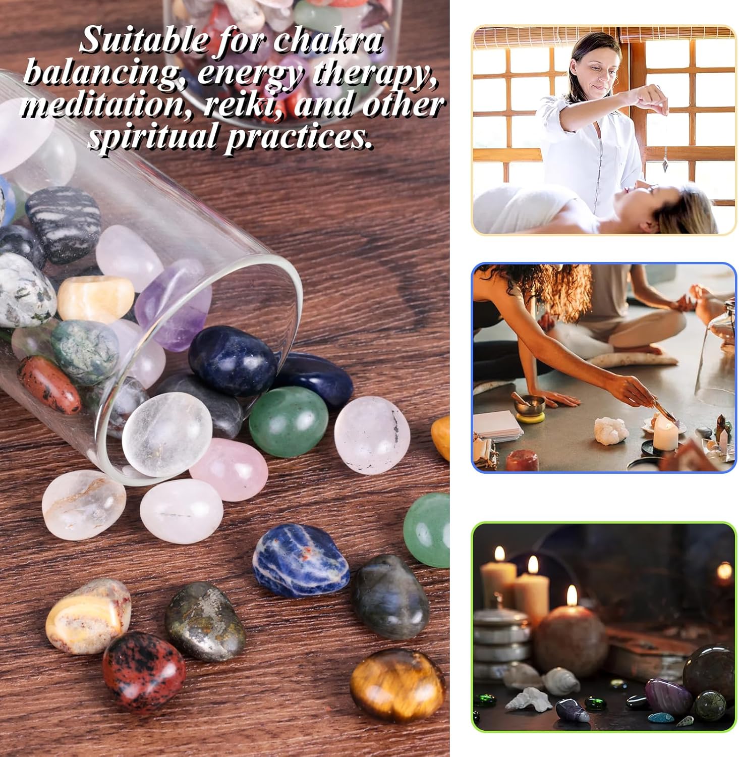 0.5LB Tumbled Stones Assorted, 0.4-0.8inch Natural Rocks Tumbled Gemstones Tumbled Chips Crystals for Healing Reiki Meditation Home Decoration Vases