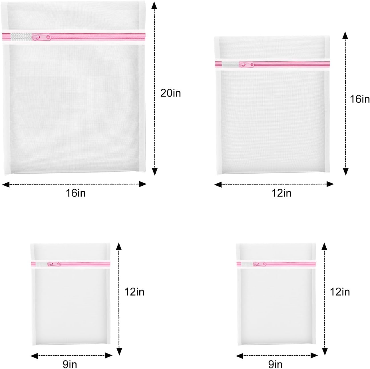 4Pcs Mesh Laundry Bags, Lingerie Bags for Washing Delicates,Mesh Wash Bags for Toy Storage & Cleaning, Travel Storage Organizer Bag, Dorm Room Essentials 1 Large, 1 Medium, 2 Small Fine Net