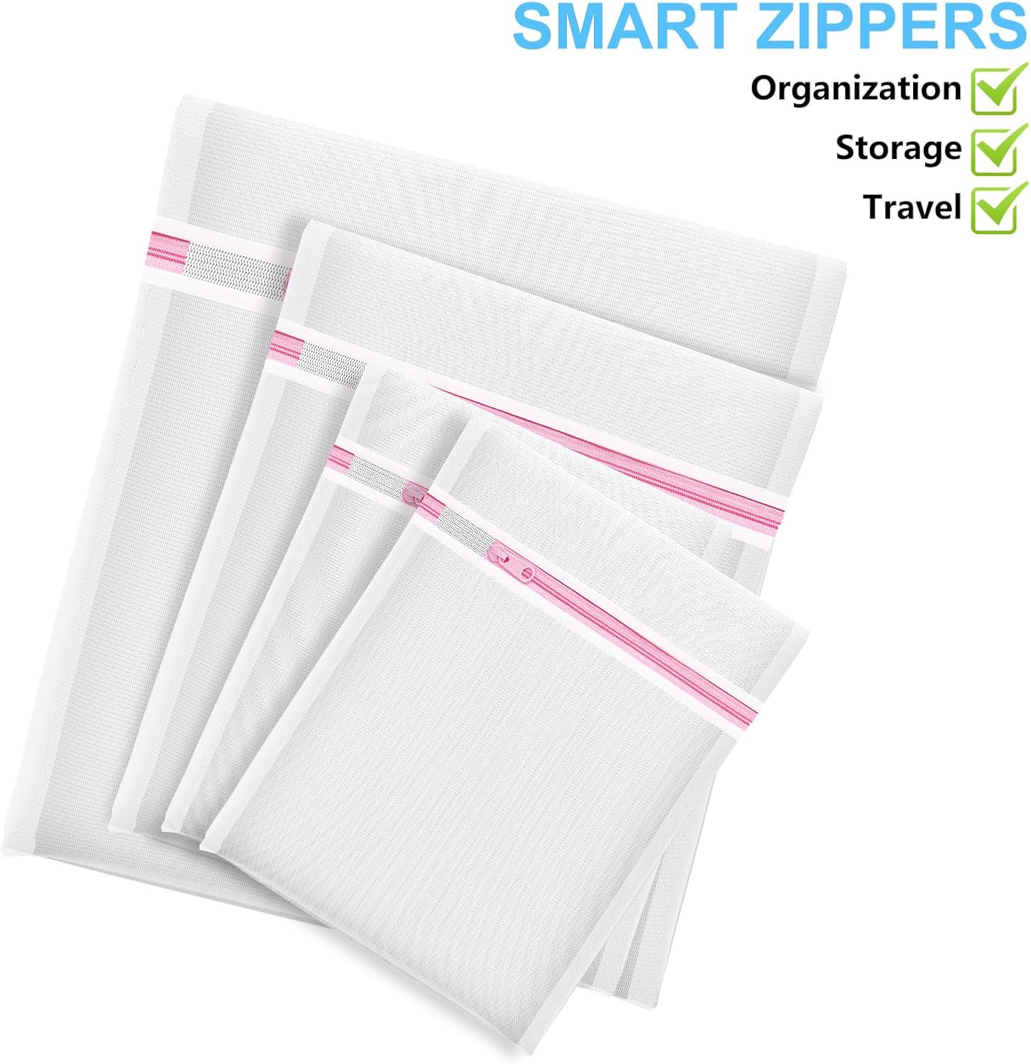 4Pcs Mesh Laundry Bags, Lingerie Bags for Washing Delicates,Mesh Wash Bags for Toy Storage & Cleaning, Travel Storage Organizer Bag, Dorm Room Essentials 1 Large, 1 Medium, 2 Small Fine Net