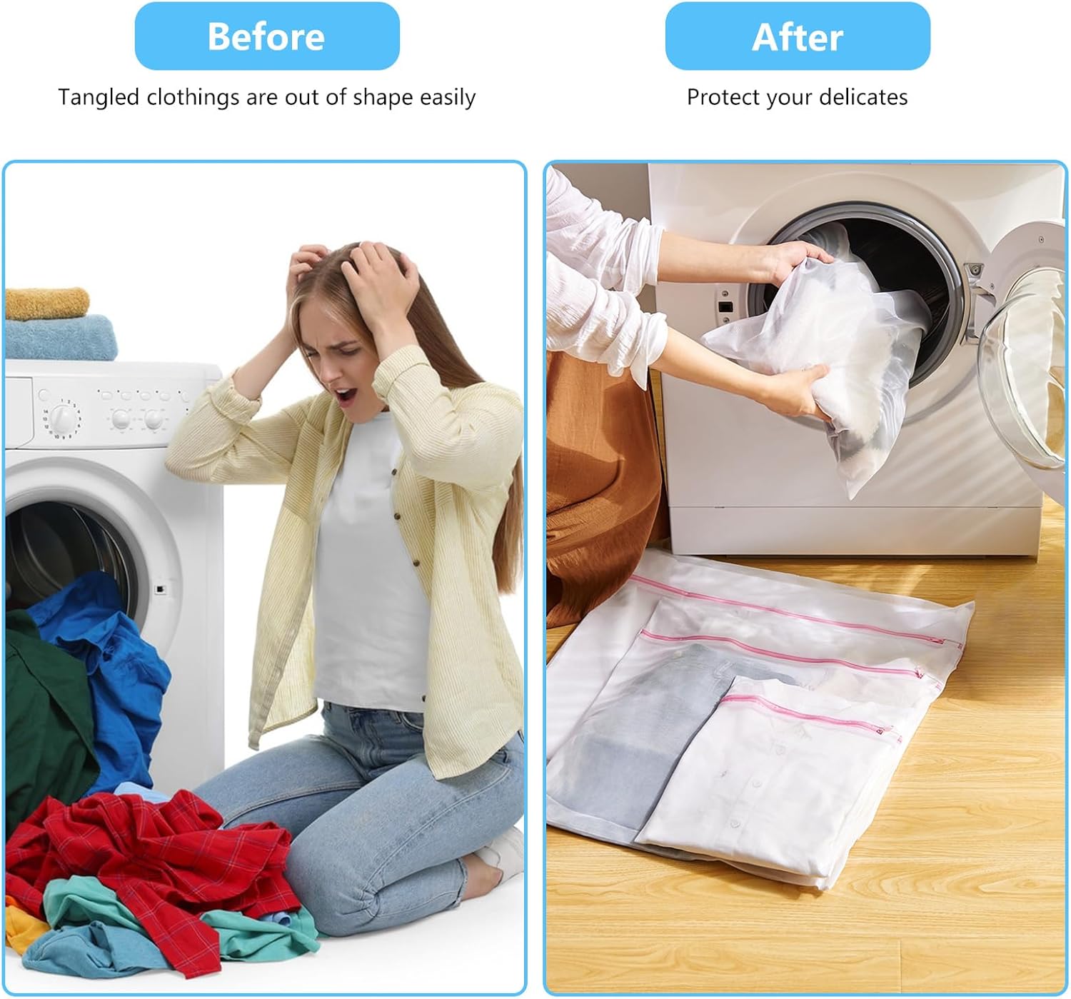4Pcs Mesh Laundry Bags, Lingerie Bags for Washing Delicates,Mesh Wash Bags for Toy Storage & Cleaning, Travel Storage Organizer Bag, Dorm Room Essentials 1 Large, 1 Medium, 2 Small Fine Net