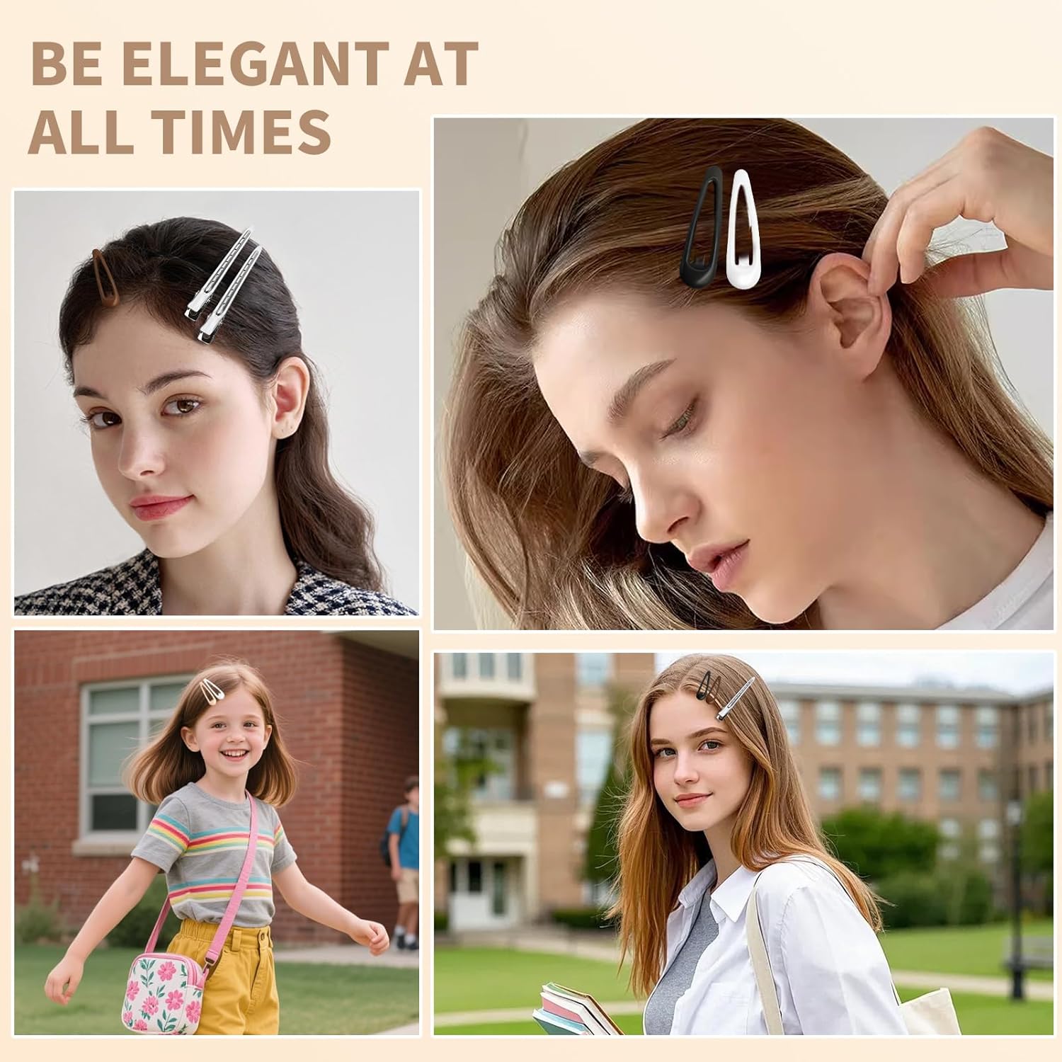 30PCS Hair Clips for Women, Girls & Hair Pins: l Non-Slip 20 Mini 1.89" Snap & 10 Large 3.5" Alligator & Duckbill Sectioning Clips, Salon Styling & Kids Hairstyle Use Multi-Color