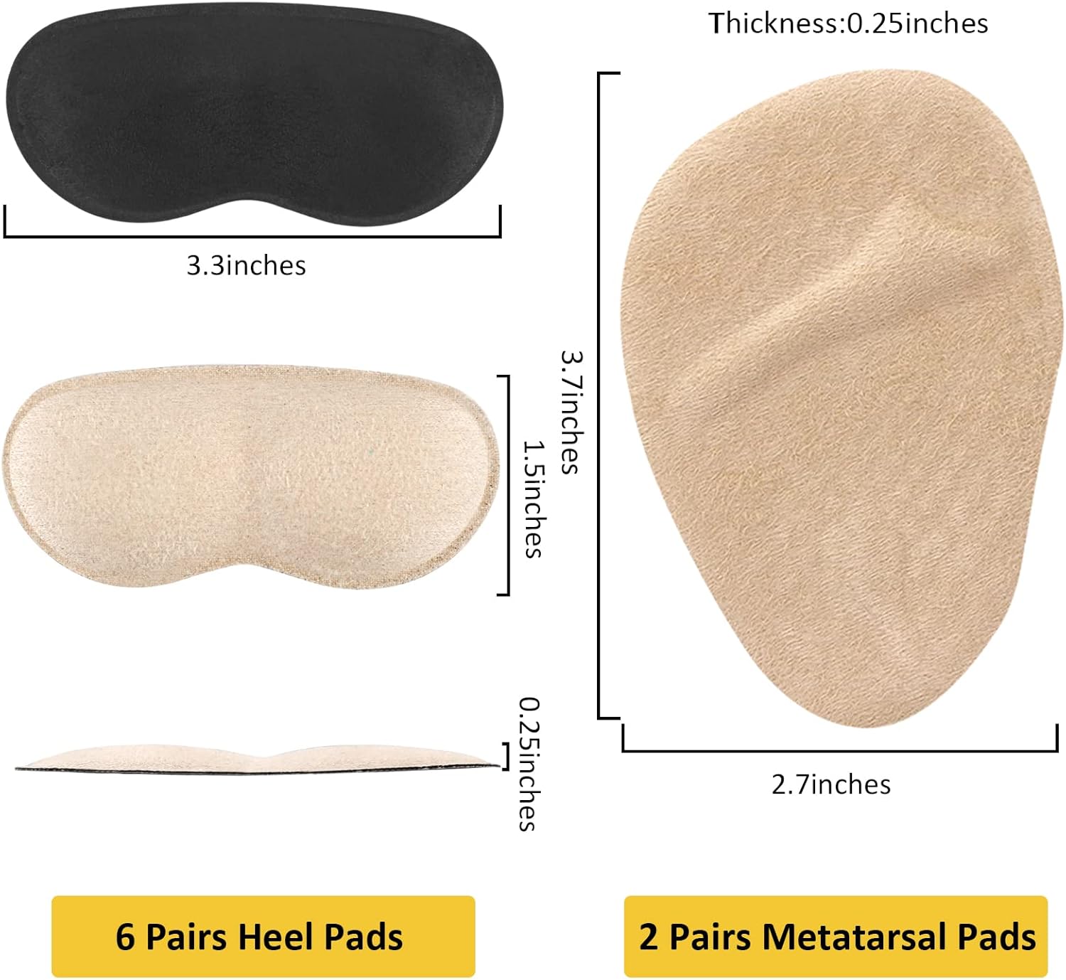 Heel Inserts for Women, 6 Pairs Heel Pads and 2 Pairs tarsal Pads Women, Ball of Foot Cushions for Women All Day Pain Relief, Heel Cushion Heel Grips Shoes Too Big Inserts