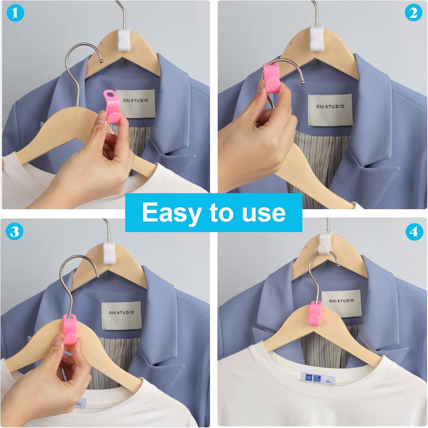 100 PCS Hanger Connector Hooks, Hangers Space Saving, Hanger Clips for Plastic Hangers 5 Color