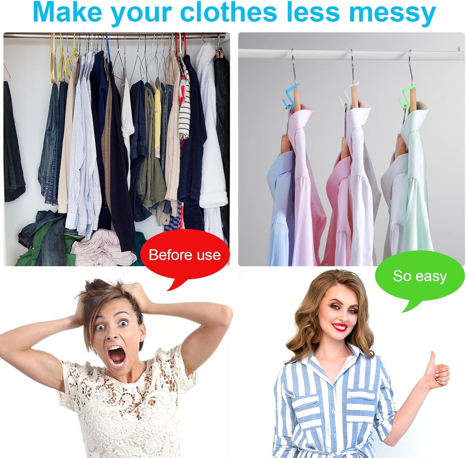 100 PCS Hanger Connector Hooks, Hangers Space Saving, Hanger Clips for Plastic Hangers 5 Color