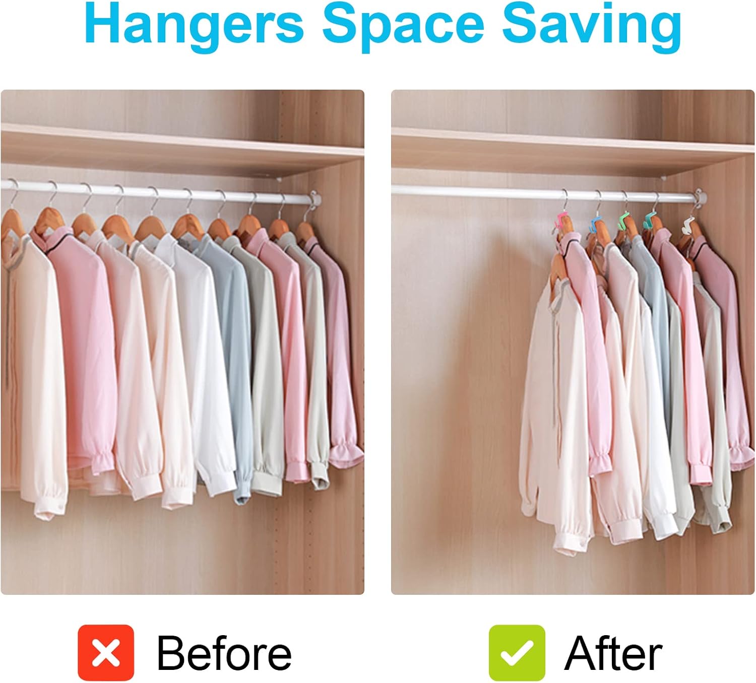 100 PCS Hanger Connector Hooks, Hangers Space Saving, Hanger Clips for Plastic Hangers 5 Color
