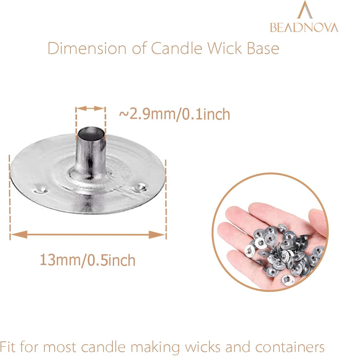 Candle Wick Base 100pcs Candle Wick Cilps Sustainer Tabs for DIY and Making 12.5mm/ 0.5inch