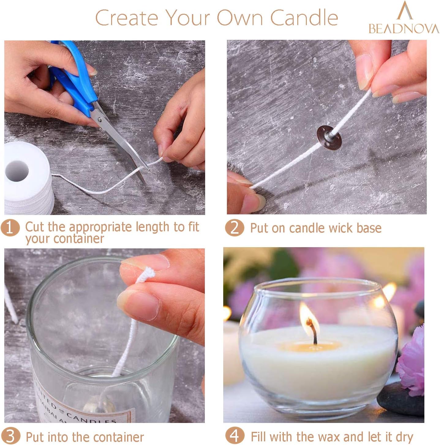 Candle Wick Base 100pcs Candle Wick Cilps Sustainer Tabs for DIY and Making 12.5mm/ 0.5inch