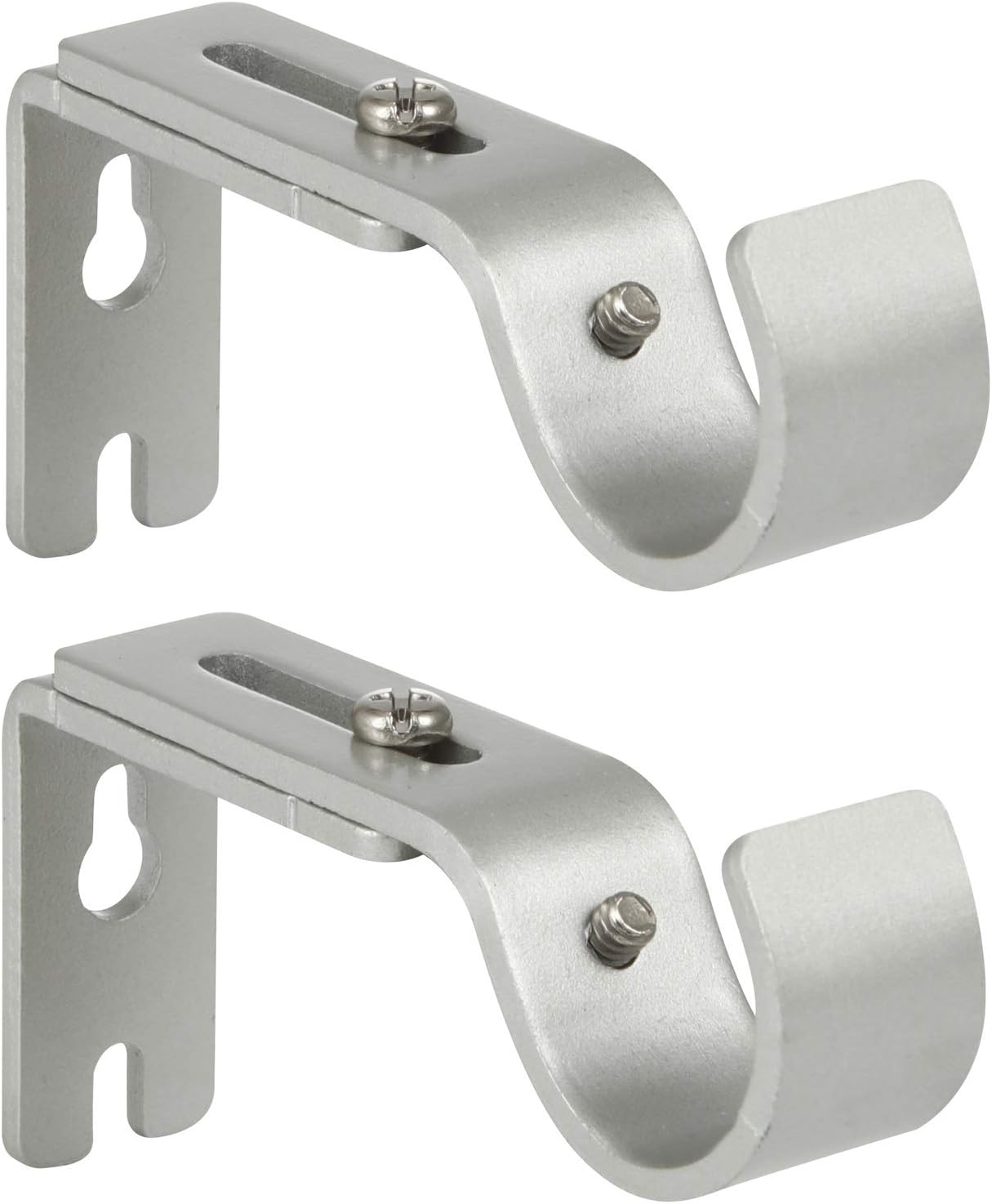 Heavy Duty Adjustable Curtain Rod Brackets Rod Holders for 1 Inch Rod, Silver Color, Set of 2