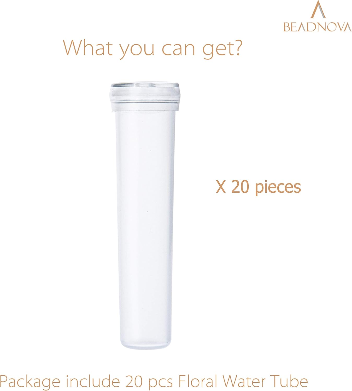 Floral Water Tubes 2.8 Inch Plastic Water Tubes for Floral Flower Vials with Caps for Flower Arrangement Decoration Clear, 20 Pcs