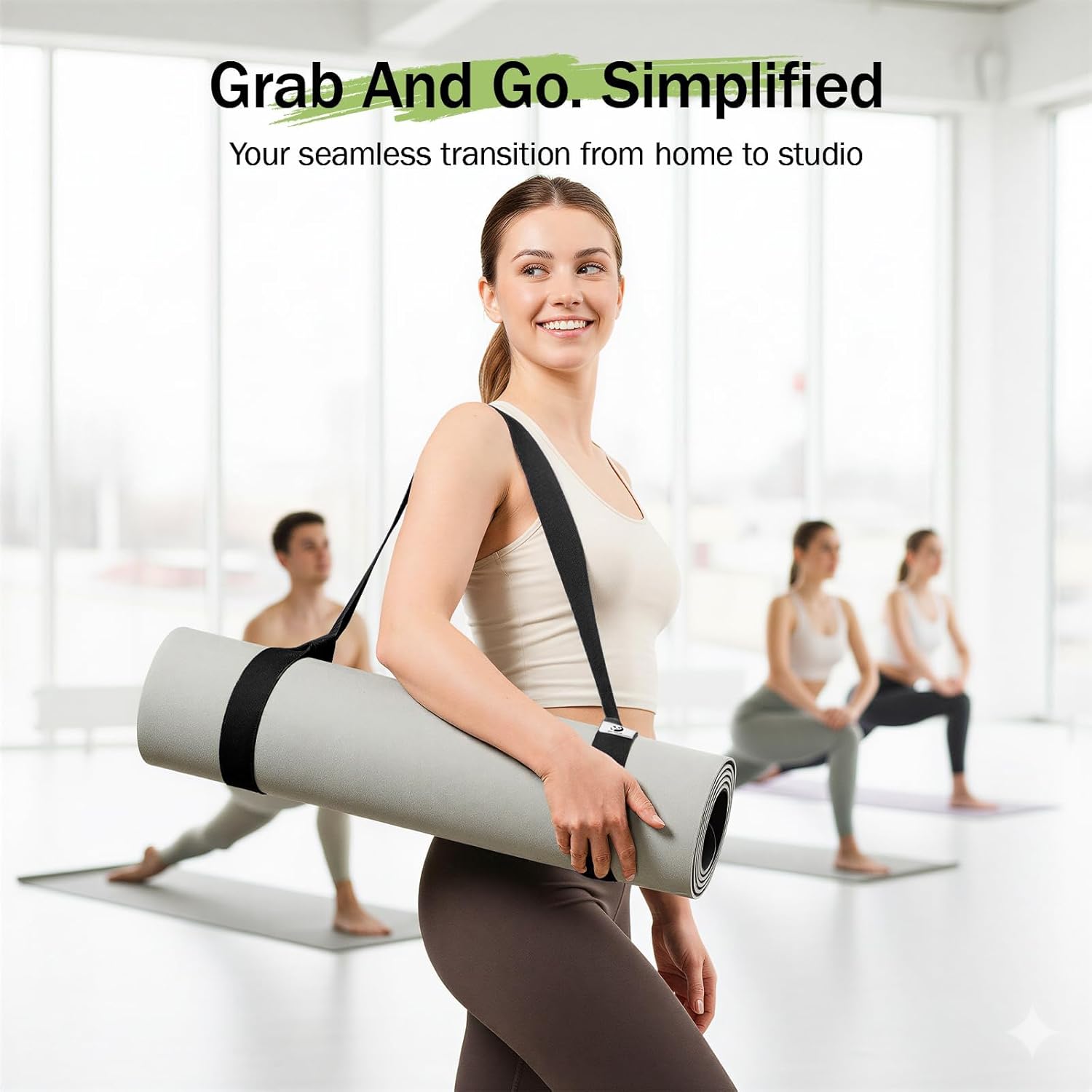 Yoga Mat Straps for Carrying, Adjustable Yoga Mat Carrier Sling Fits All Mats Mat Not Included