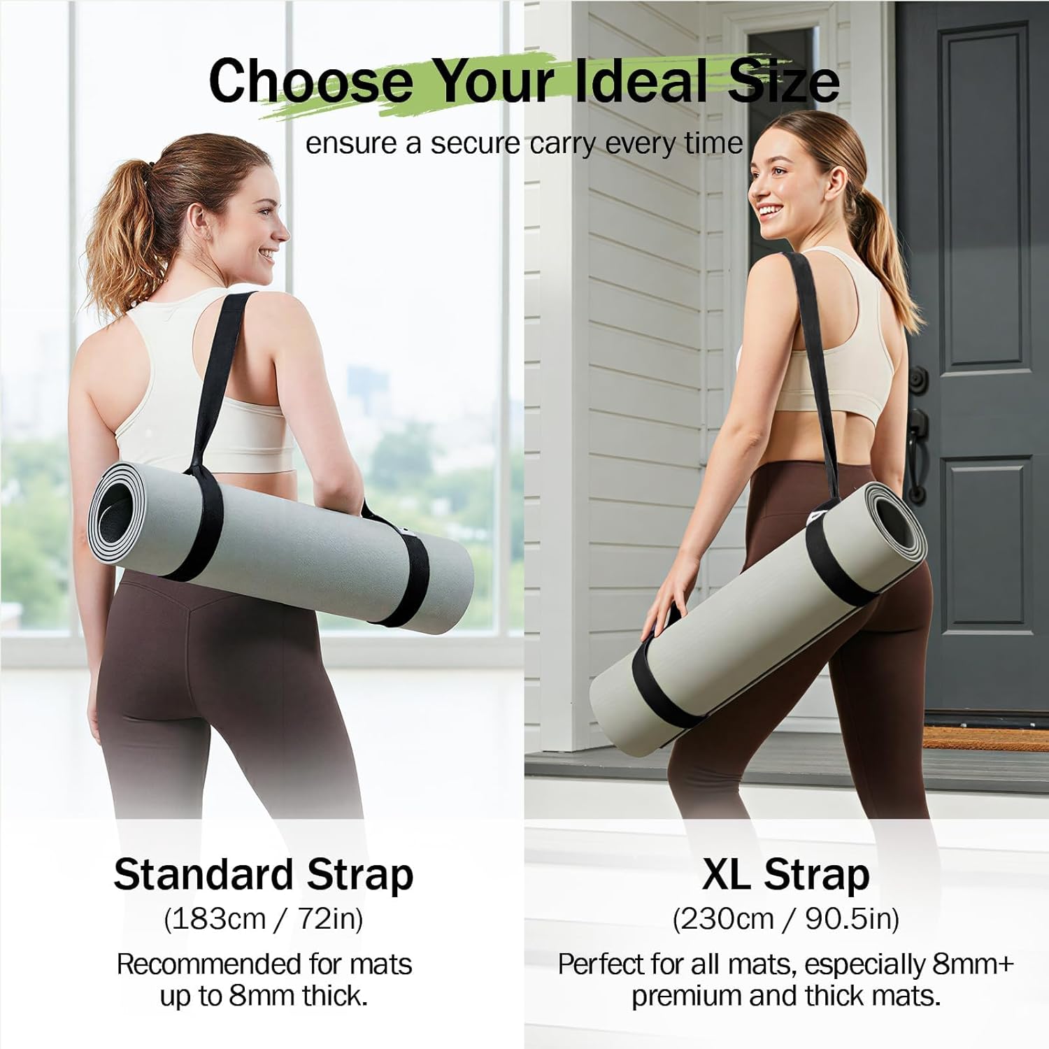 Yoga Mat Straps for Carrying, Adjustable Yoga Mat Carrier Sling Fits All Mats Mat Not Included