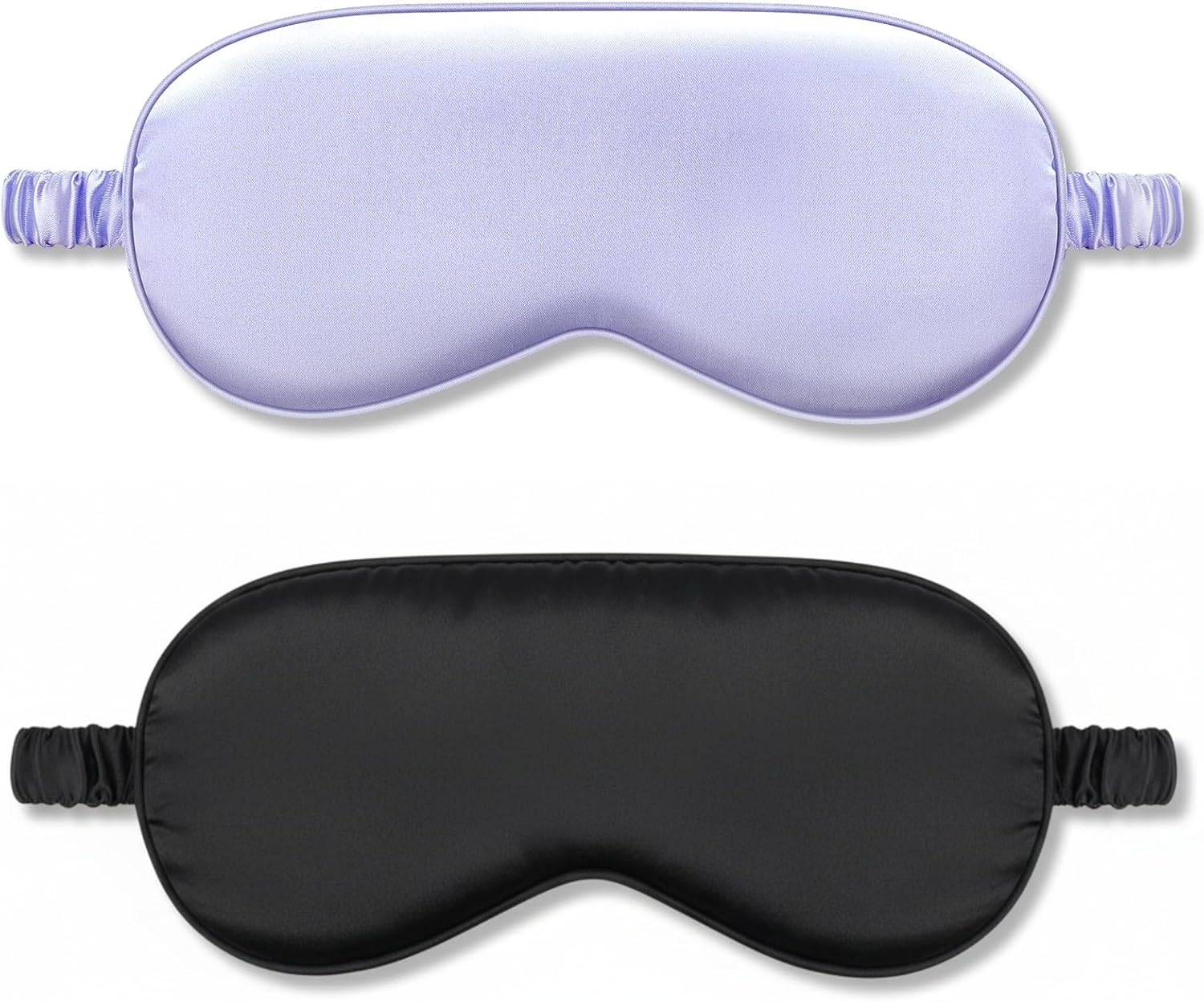 2Pack Silk Sleep Mask, Eye Mask for Sleeping,Elastic Blackout Eye Mask & Blindfold for Full Night's Sleep,Travel and Nap Black+Purple