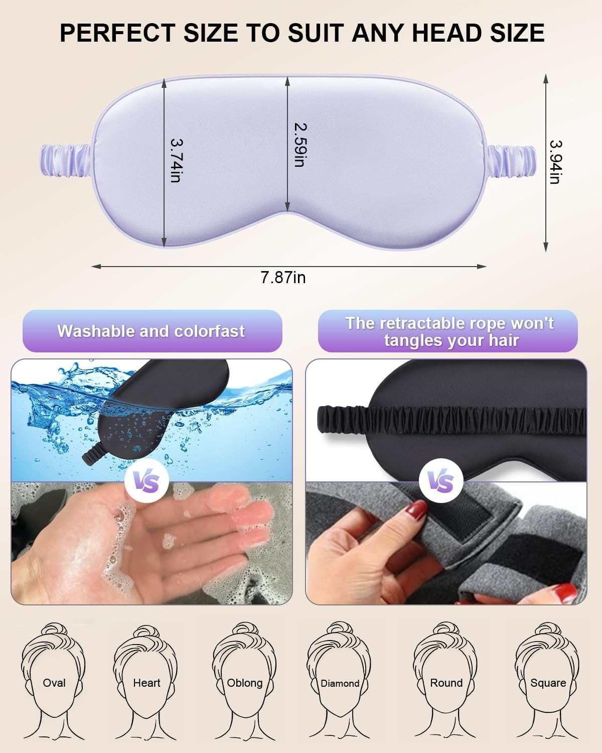 2Pack Silk Sleep Mask, Eye Mask for Sleeping,Elastic Blackout Eye Mask & Blindfold for Full Night's Sleep,Travel and Nap Black+Purple