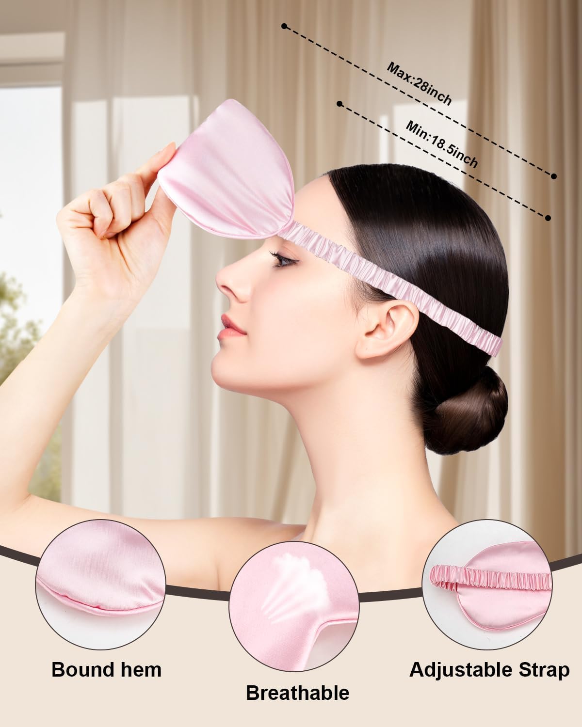 2Pack Silk Sleep Mask, Eye Mask for Sleeping,Elastic Blackout Eye Mask & Blindfold for Full Night's Sleep,Travel and Nap Black+Purple
