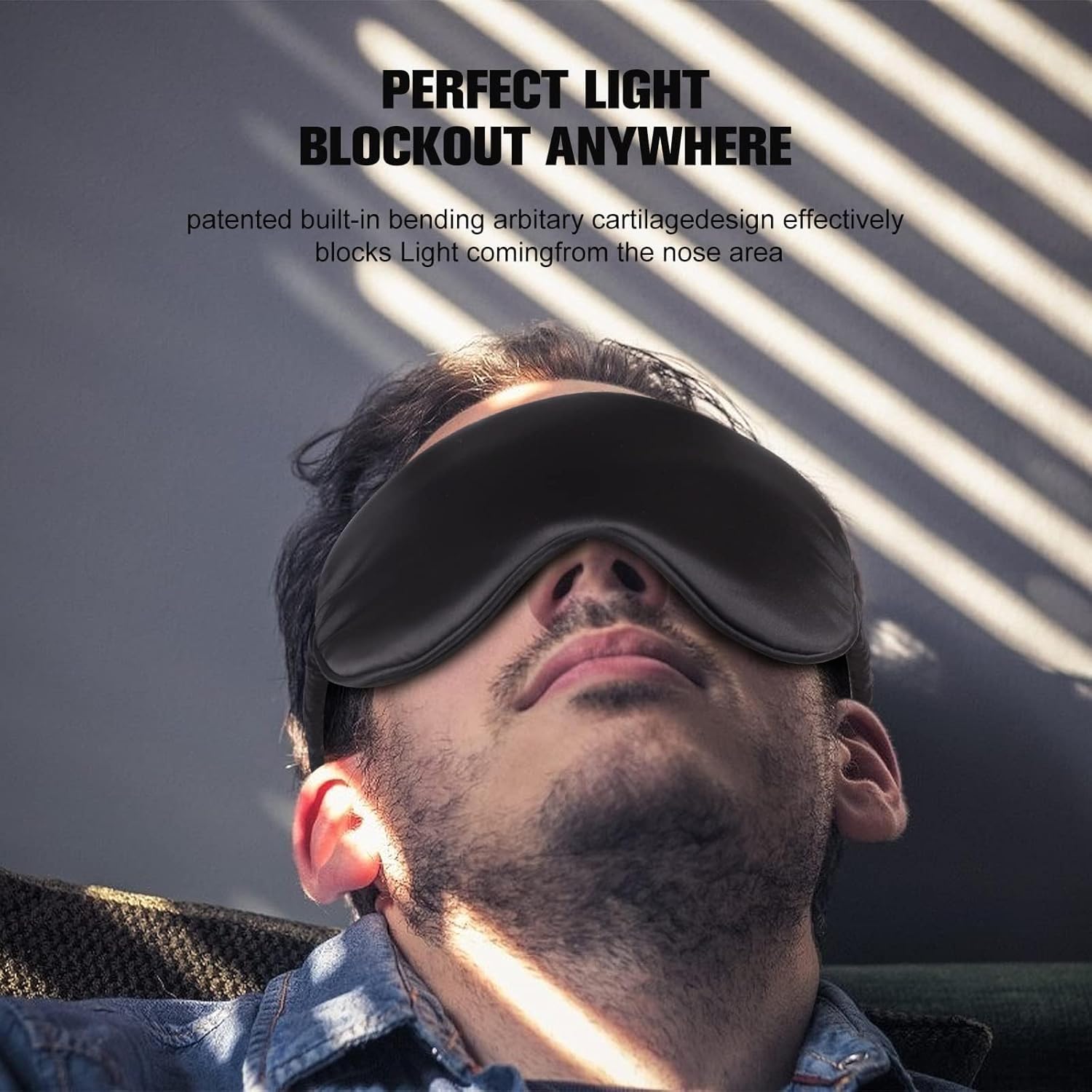 2Pack Silk Sleep Mask, Eye Mask for Sleeping,Elastic Blackout Eye Mask & Blindfold for Full Night's Sleep,Travel and Nap Black+Purple