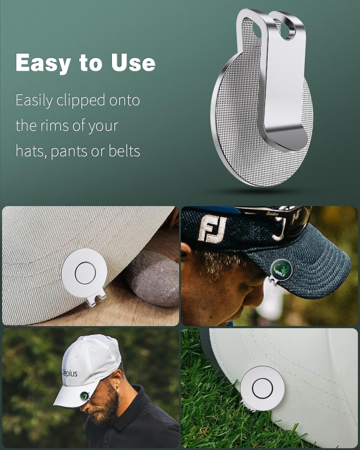 Golf Hat Clips Magnetic Golf Ball Marker Holders for Golf Hats Caps Pants Gloves Bags Visors Belts Nickel-Plated Alloy Clips for Metal Golf Ball Markers Ball Marker Not Included