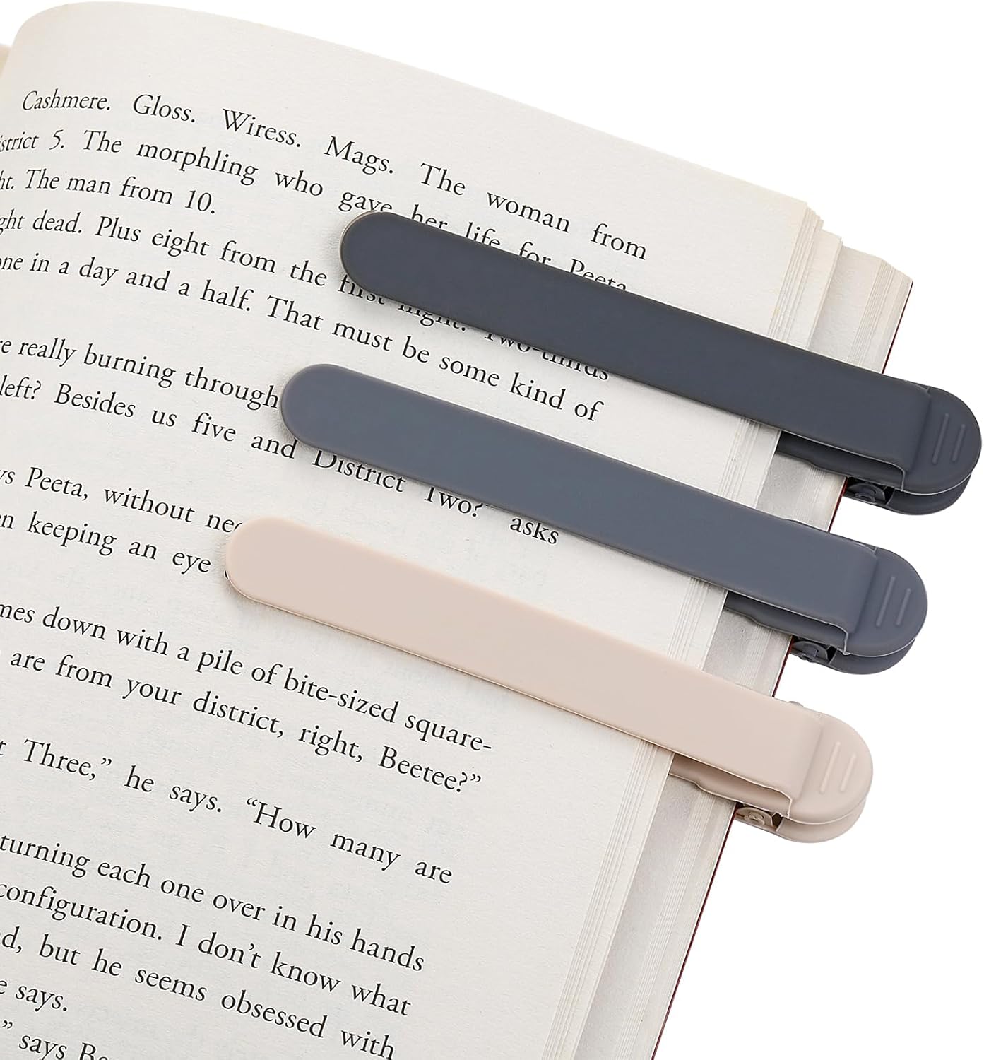 3Pcs Automatic Bookmark, Silicone Smart Book Marks for Reading Women, Men, Kids,Cute Unique Book Markers Bookmark Clip Reading Accessories Gifts for Book Lovers 1 Dark Grey+1 Light Grey+1 Beige