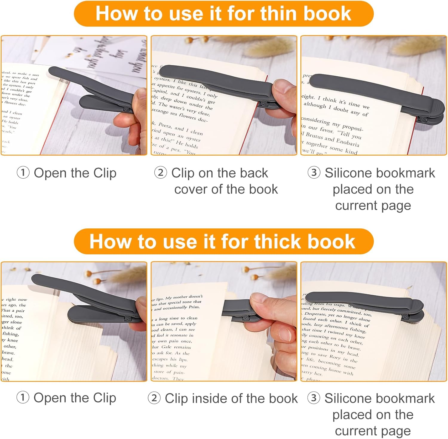 3Pcs Automatic Bookmark, Silicone Smart Book Marks for Reading Women, Men, Kids,Cute Unique Book Markers Bookmark Clip Reading Accessories Gifts for Book Lovers 1 Dark Grey+1 Light Grey+1 Beige