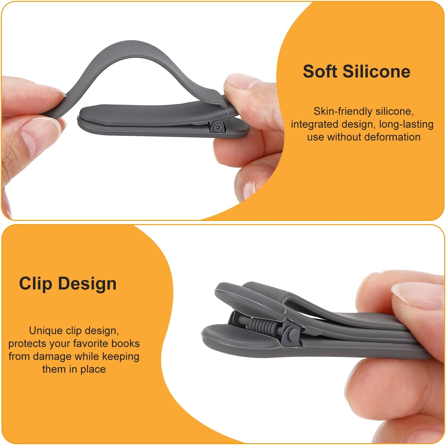 3Pcs Automatic Bookmark, Silicone Smart Book Marks for Reading Women, Men, Kids,Cute Unique Book Markers Bookmark Clip Reading Accessories Gifts for Book Lovers 1 Dark Grey+1 Light Grey+1 Beige