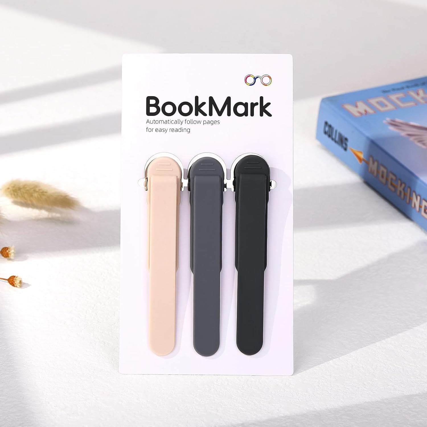 3Pcs Automatic Bookmark, Silicone Smart Book Marks for Reading Women, Men, Kids,Cute Unique Book Markers Bookmark Clip Reading Accessories Gifts for Book Lovers 1 Dark Grey+1 Light Grey+1 Beige