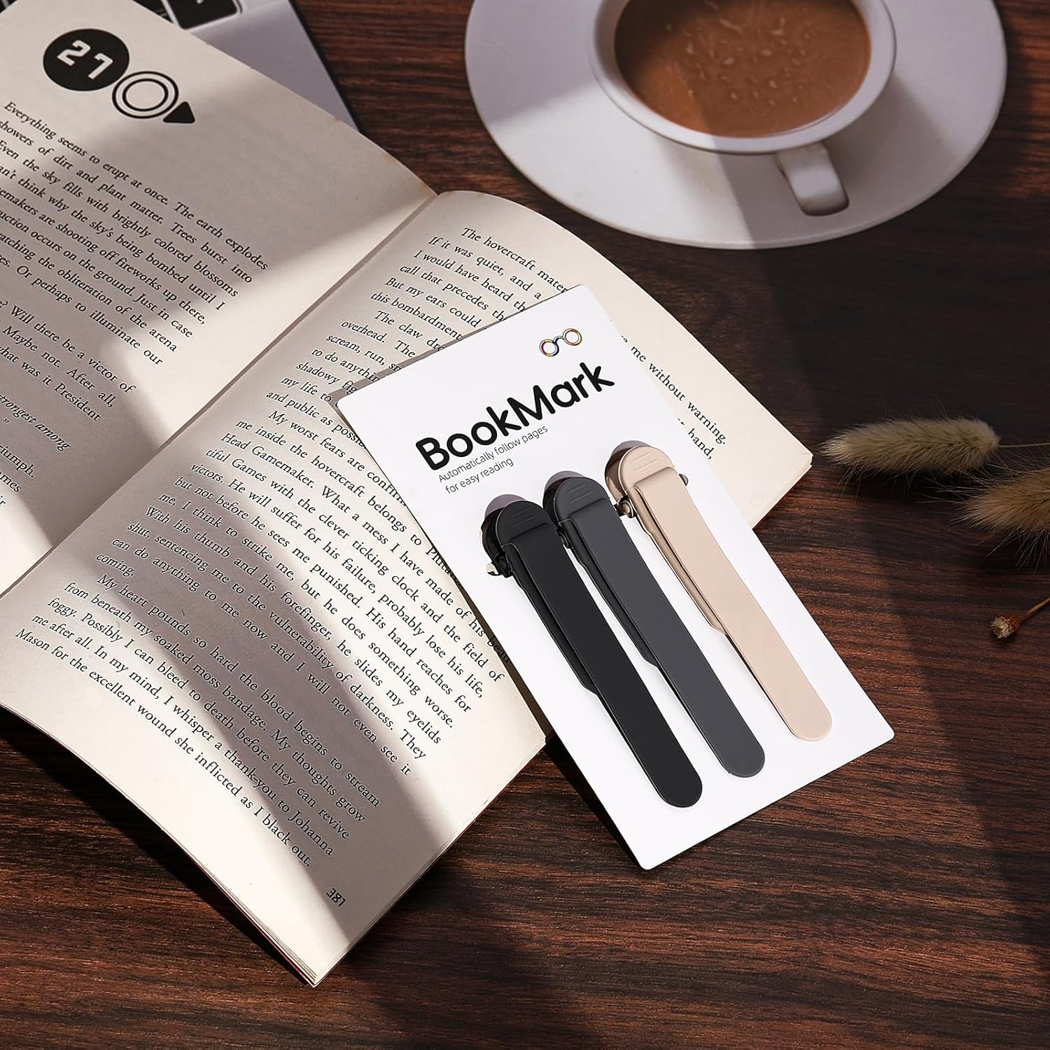 3Pcs Automatic Bookmark, Silicone Smart Book Marks for Reading Women, Men, Kids,Cute Unique Book Markers Bookmark Clip Reading Accessories Gifts for Book Lovers 1 Dark Grey+1 Light Grey+1 Beige