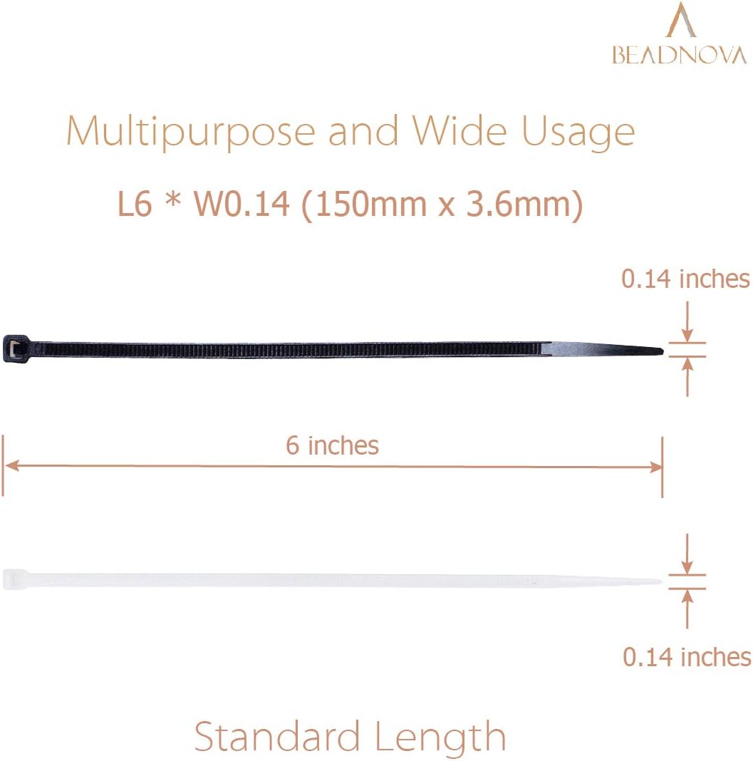 Cable Ties 100 Pcs Wraps Zip Ties Heavy Duty for Multi-Purpose 6 Inch, Black and White, 50pcs for Each
