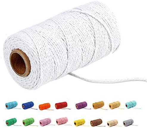 109 Yards/1.5mm/35 Colors Optional 109 DIY Macrame Cord Craft Macramé Cotton Baker Twine Craft Making Knitting Cord Rope DIY Wedding Decor Supply Christmas Wrapping String Rope White