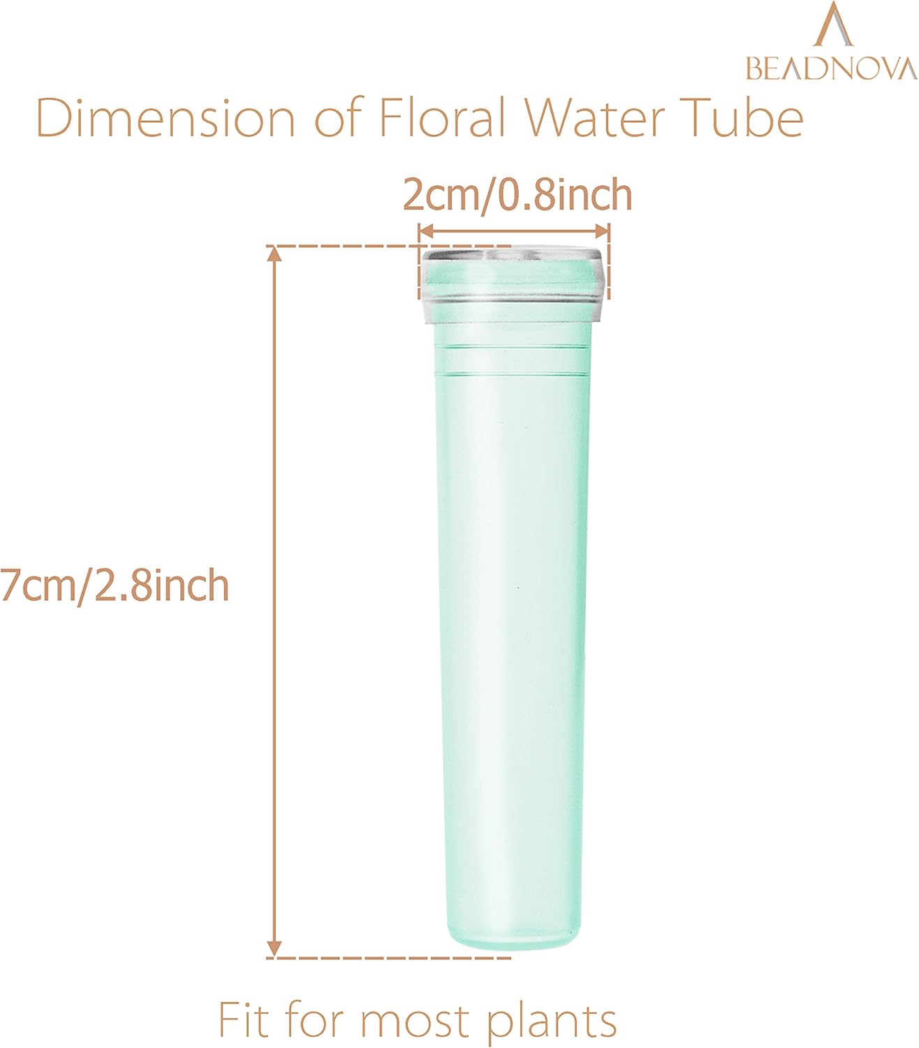 Floral Water Tubes 2.8 Inch Plastic Water Tubes for Floral Flower Vials with Caps for Flower Arrangement Decoration Green, 20 Pcs