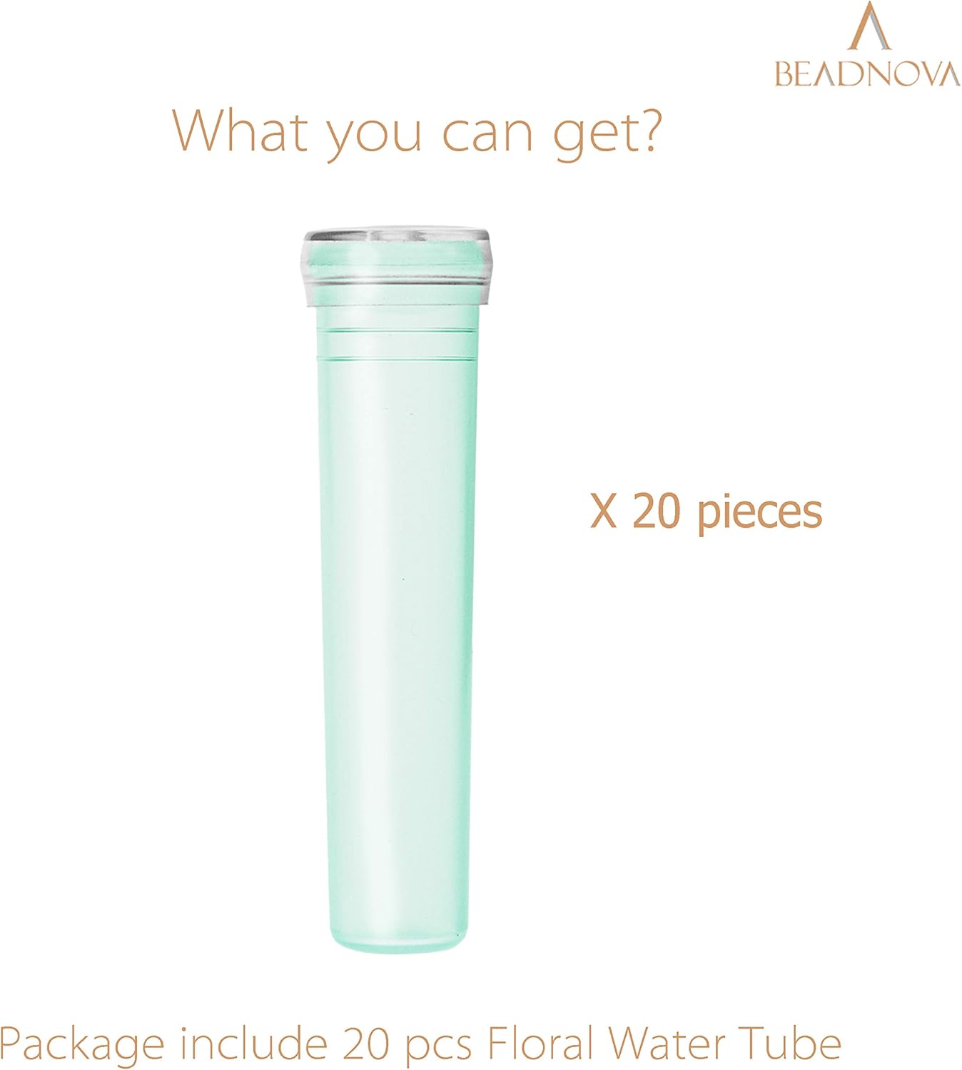 Floral Water Tubes 2.8 Inch Plastic Water Tubes for Floral Flower Vials with Caps for Flower Arrangement Decoration Green, 20 Pcs