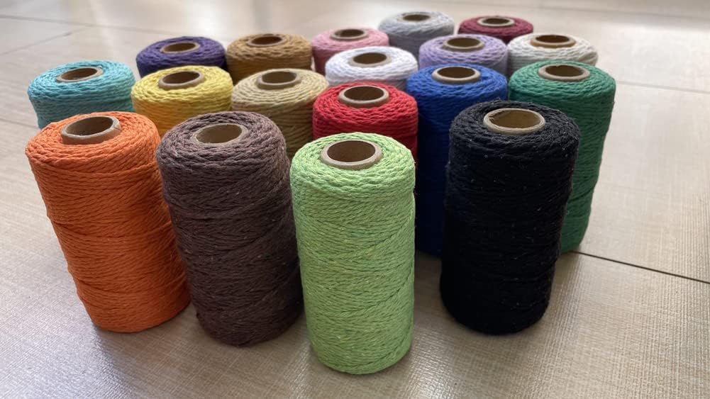 109 Yards/1.5mm/35 Colors Optional Cotton Baker Twine DIY Craft Macramé Natural Cotton Rope Craft Making Knitting String Rope DIY Wedding Decor Supply Christmas Wrapping deep Green