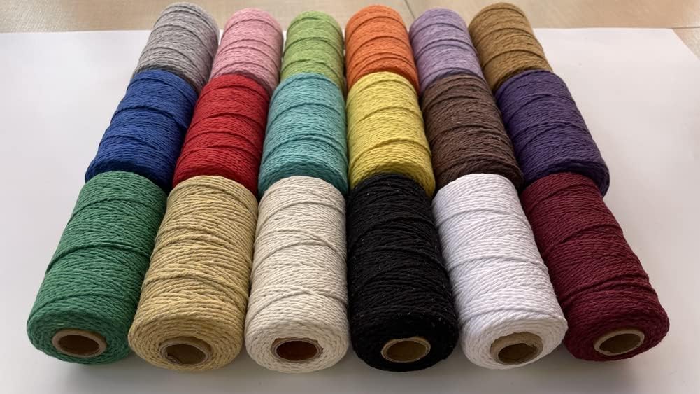 109 Yards/1.5mm/35 Colors Optional Cotton Baker Twine DIY Craft Macramé Natural Cotton Rope Craft Making Knitting String Rope DIY Wedding Decor Supply Christmas Wrapping deep Green