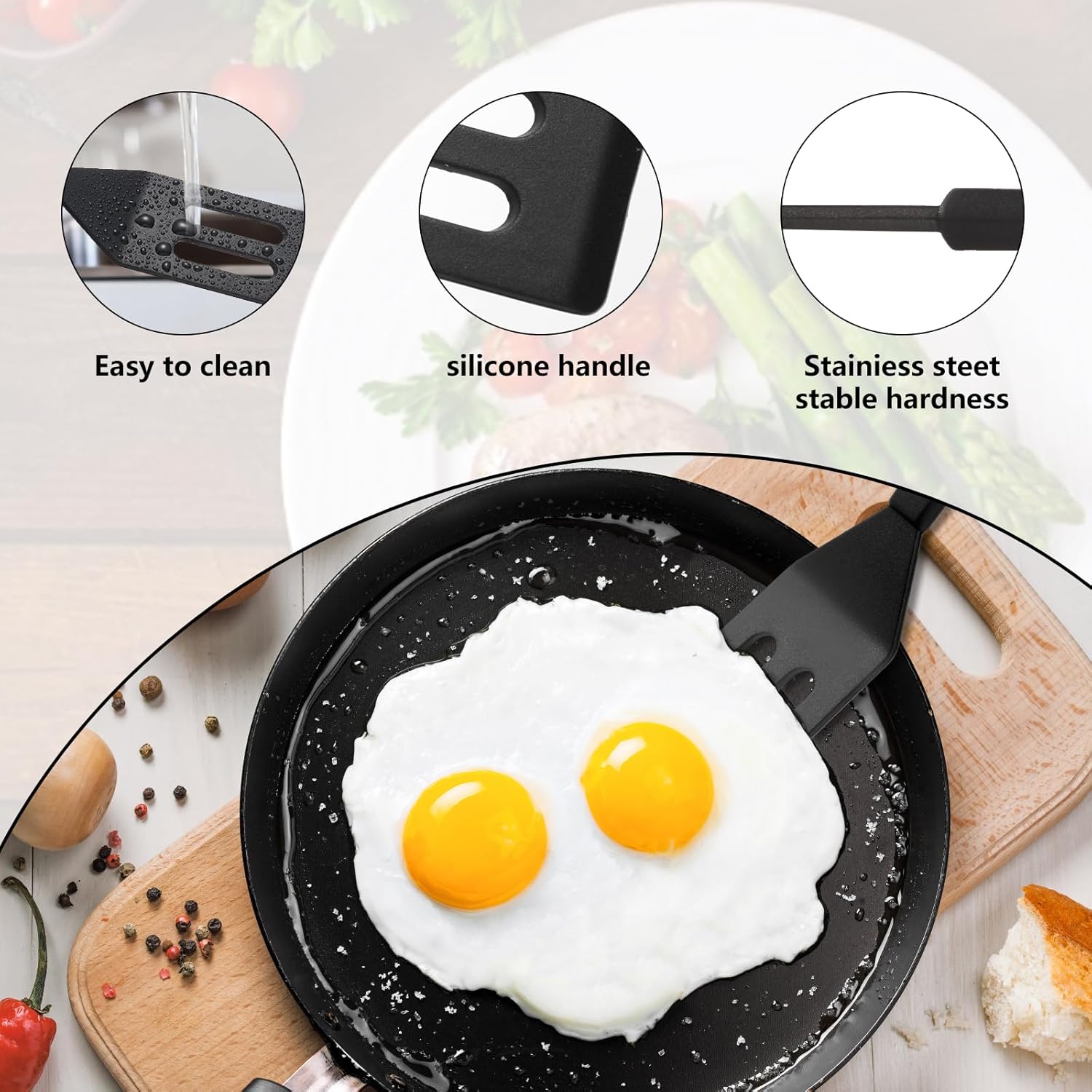 【2 Pack】 Small Spatula for Nonstick Cookware Mini Spatulas for kitchen Use,Heat-Resistant Silicone Thin Spatula Cooking Baking Black-2