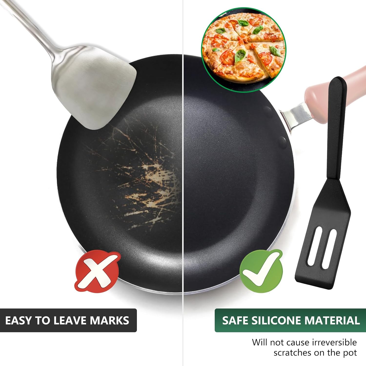【2 Pack】 Small Spatula for Nonstick Cookware Mini Spatulas for kitchen Use,Heat-Resistant Silicone Thin Spatula Cooking Baking Black-2