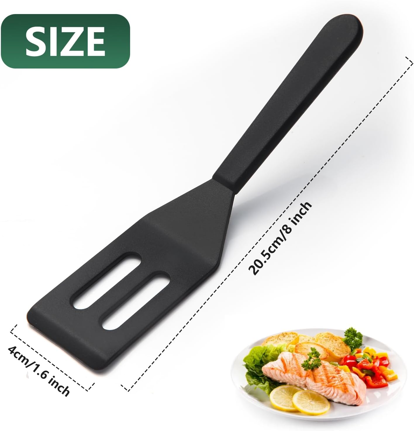 【2 Pack】 Small Spatula for Nonstick Cookware Mini Spatulas for kitchen Use,Heat-Resistant Silicone Thin Spatula Cooking Baking Black-2