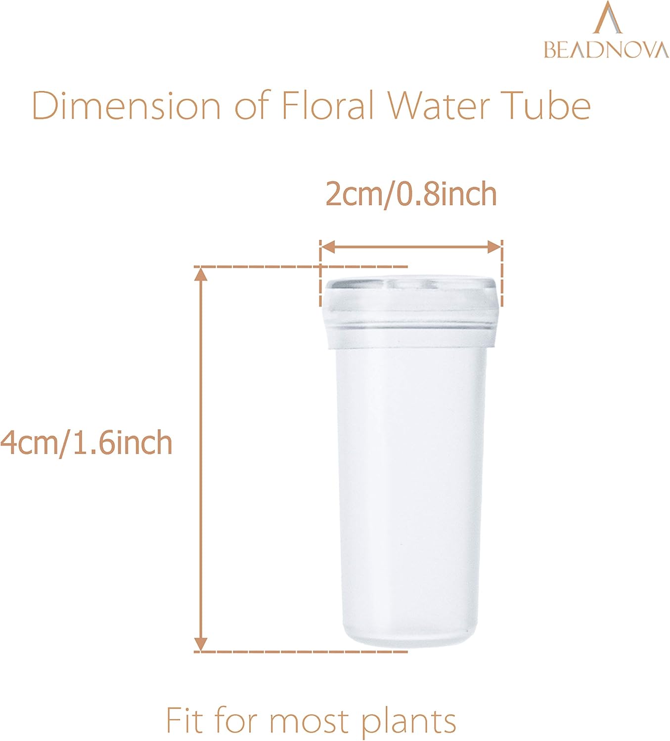 Floral Water Tubes 1.6 Inch Plastic Water Tubes for Floral Flower Vials with Caps for Flower Arrangement Decoration Clear, 20 Pcs